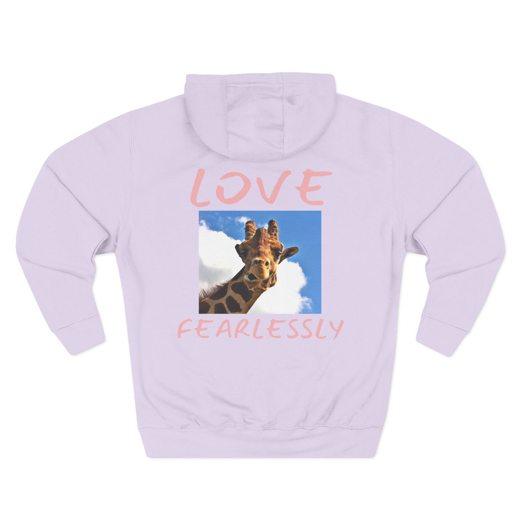 Giraffe 'Love Fearlessly' Hoodie — Animal Lover Graphic Fleece