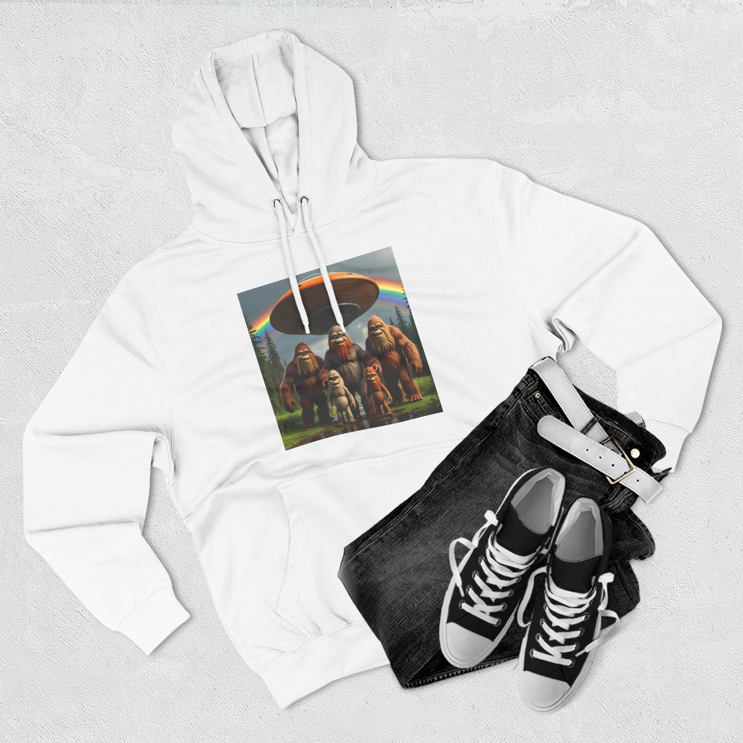 Sasquatch Family with spaceship