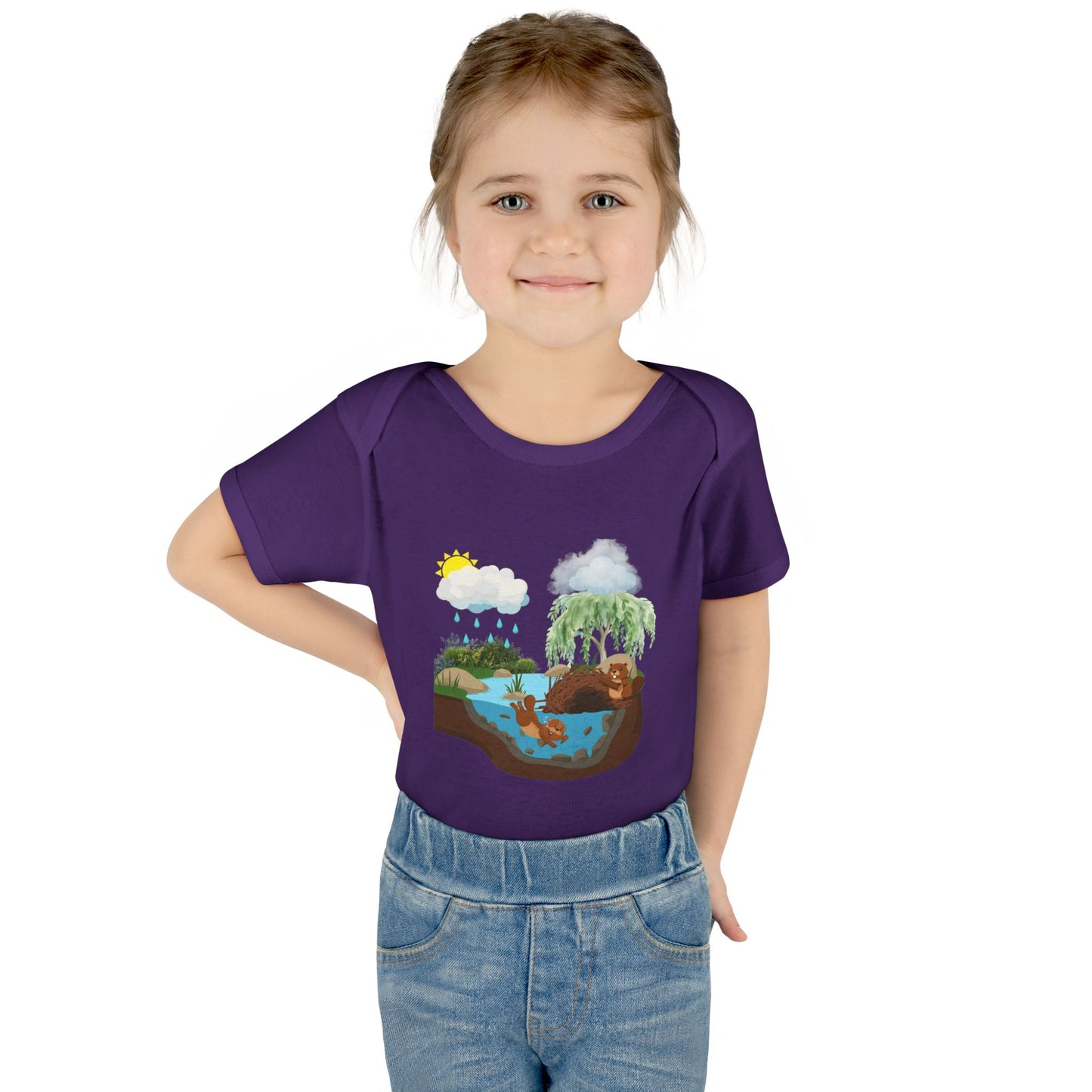 Woodland Pond Baby Bodysuit — Otter & Nature Infant Onesie
