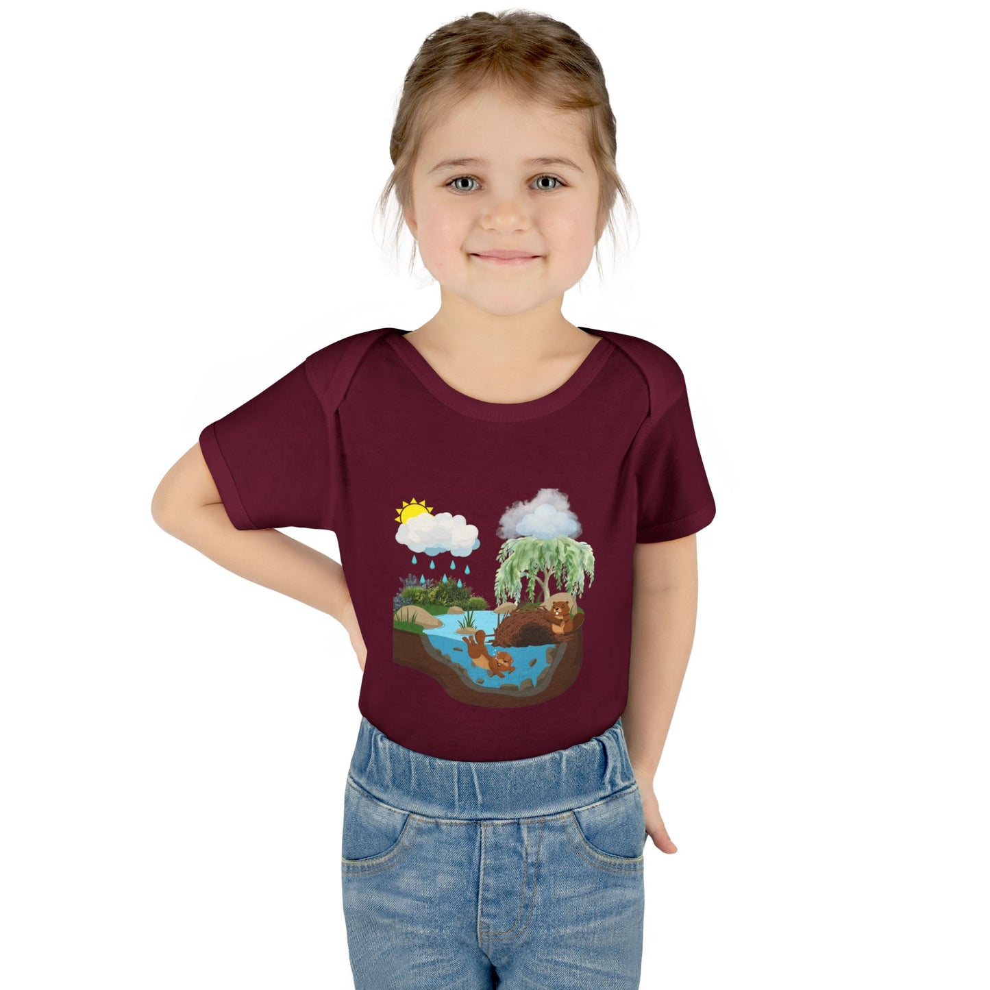 Woodland Pond Baby Bodysuit — Otter & Nature Infant Onesie