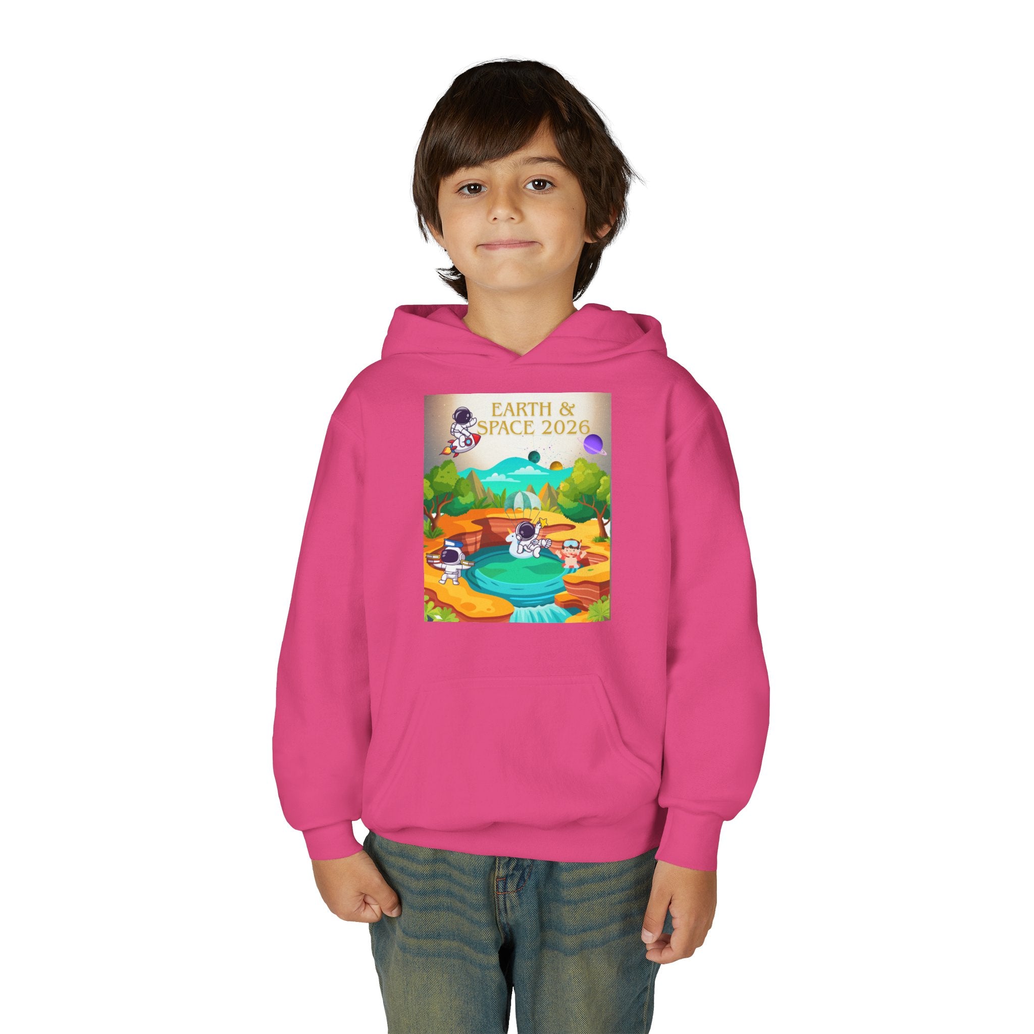 Earth & Space 2026 Youth Hoodie — Cute Space Explorer Kids Sweatshirt