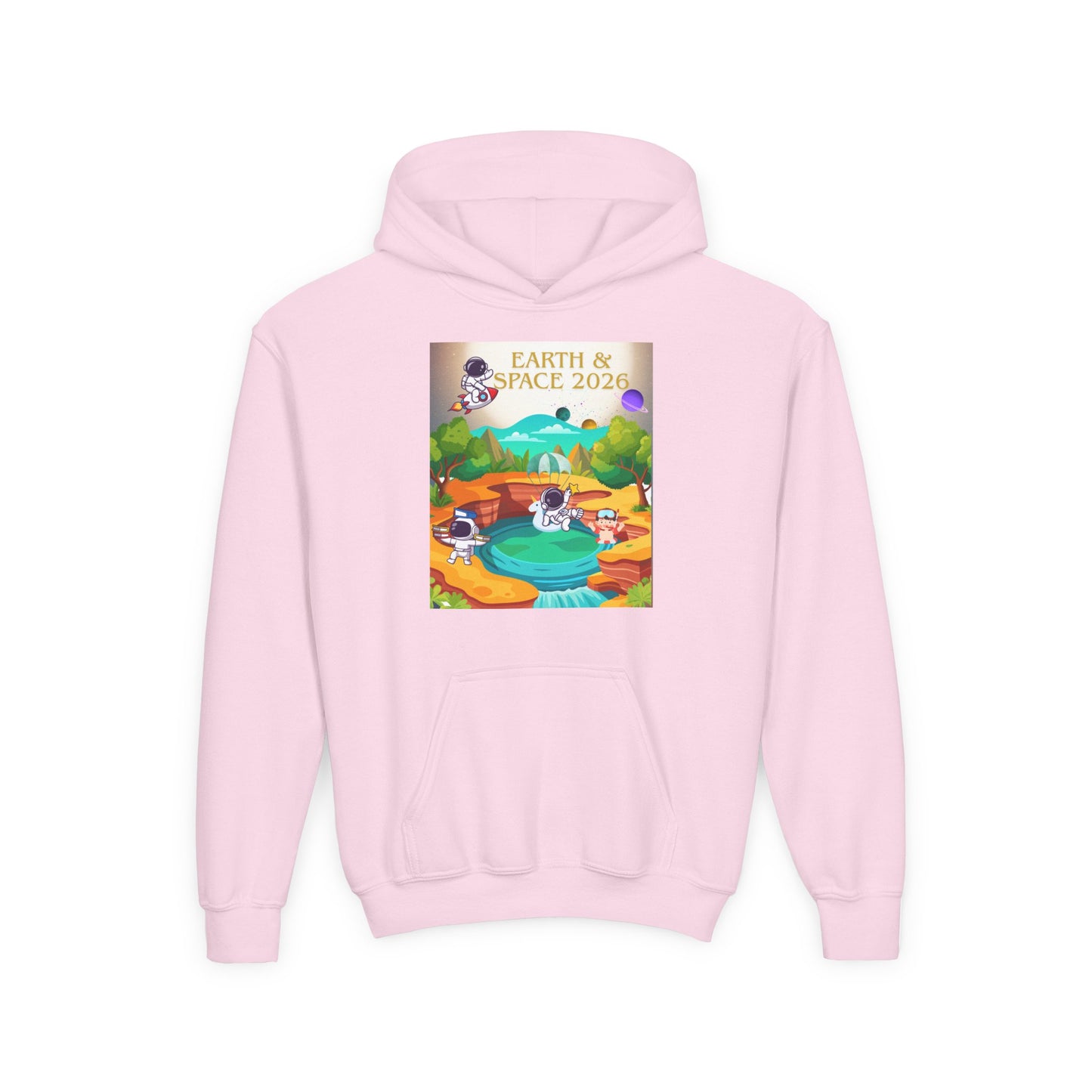 Earth & Space 2026 Youth Hoodie — Cute Space Explorer Kids Sweatshirt