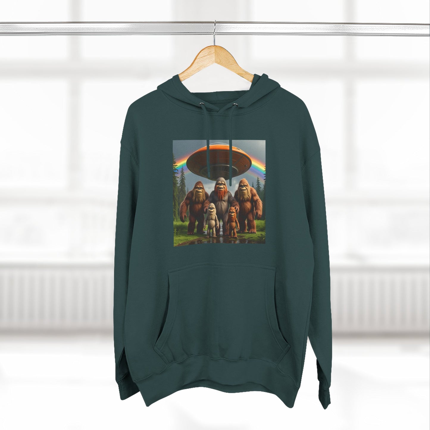 Sasquatch Family with spaceship