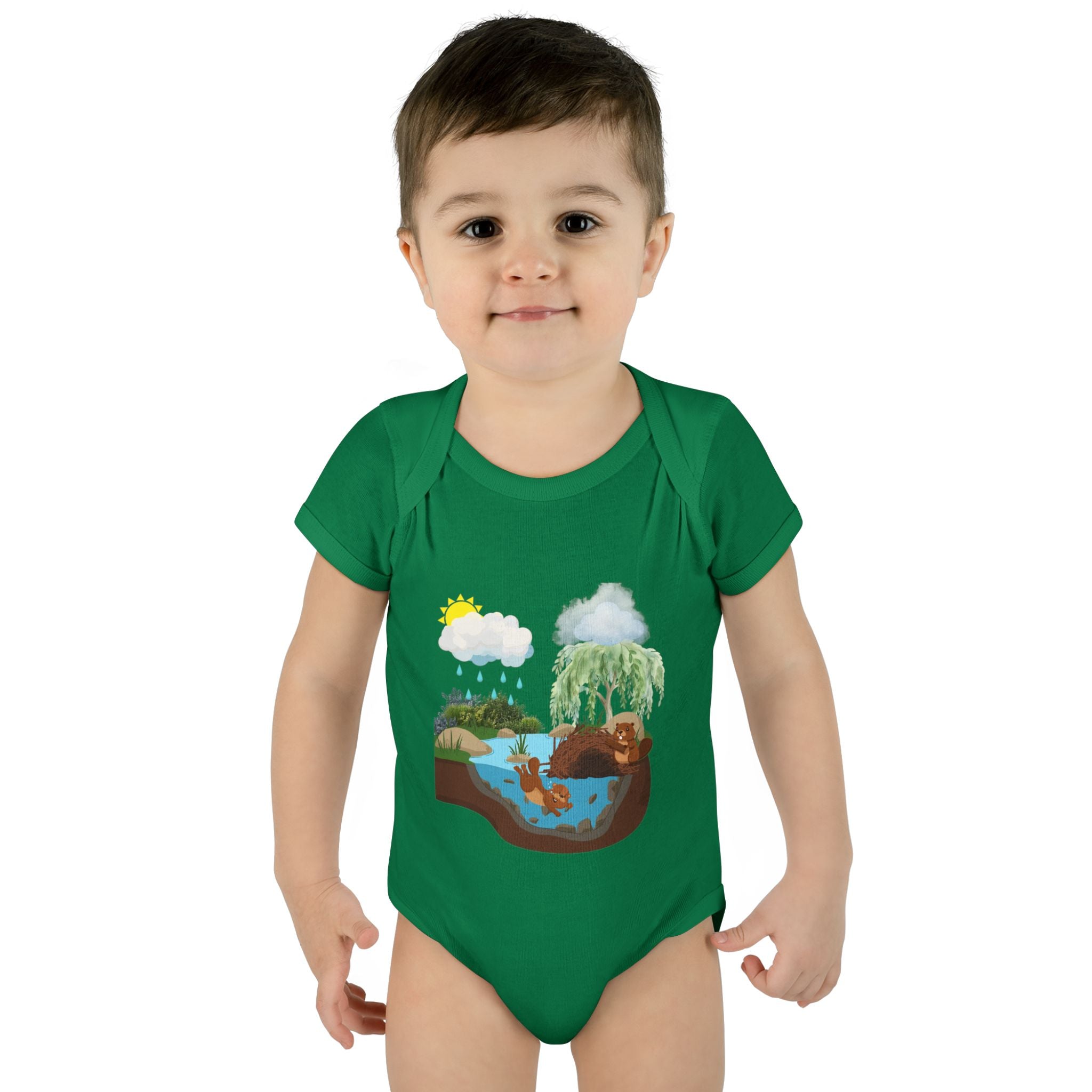 Woodland Pond Baby Bodysuit — Otter & Nature Infant Onesie