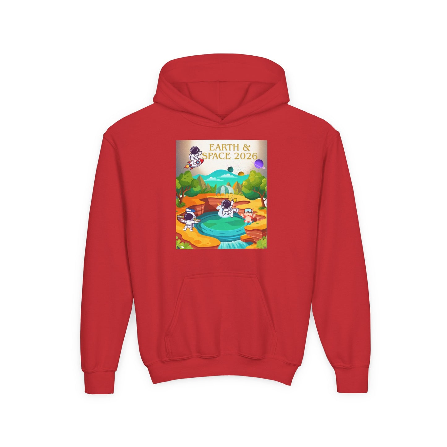 Earth & Space 2026 Youth Hoodie — Cute Space Explorer Kids Sweatshirt