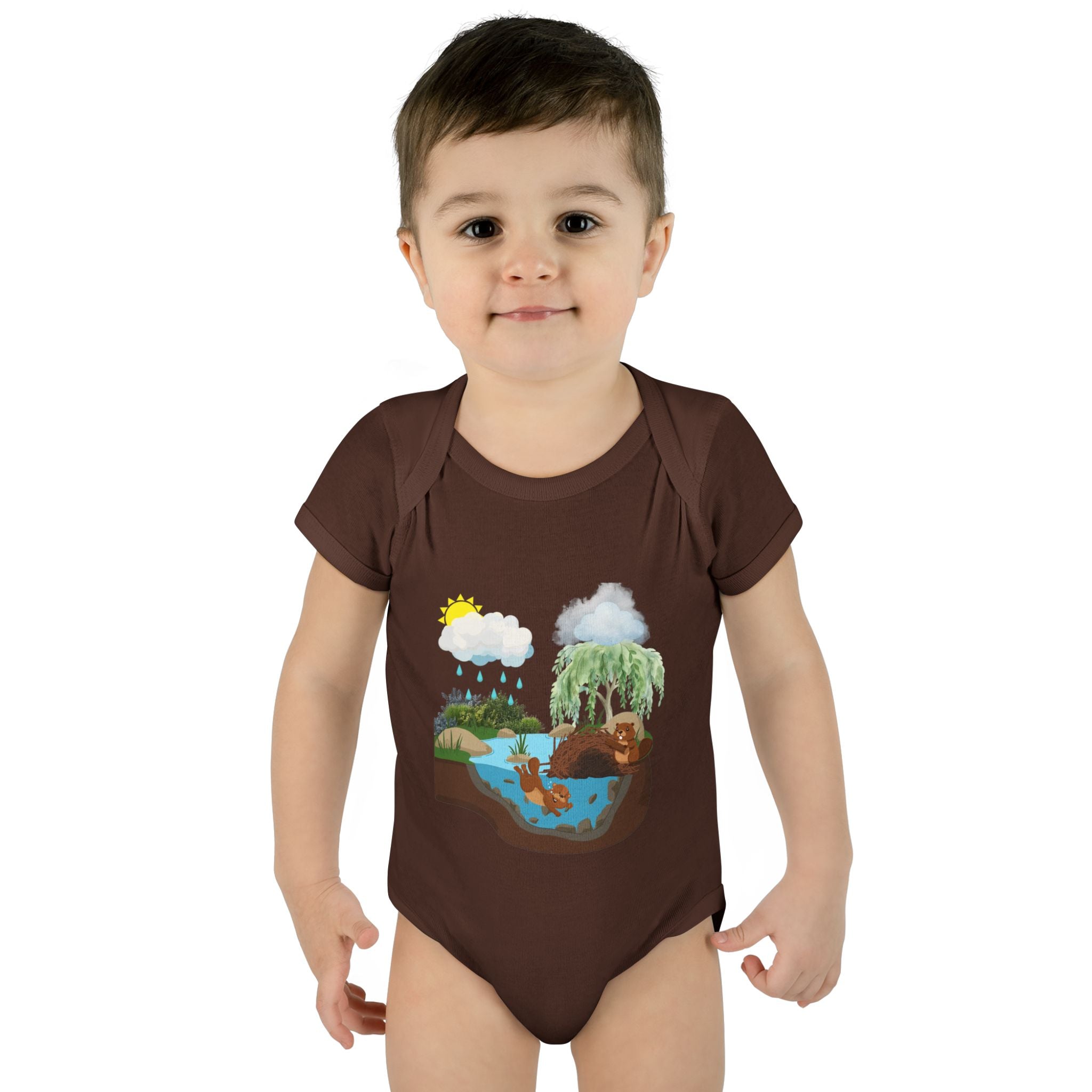 Woodland Pond Baby Bodysuit — Otter & Nature Infant Onesie