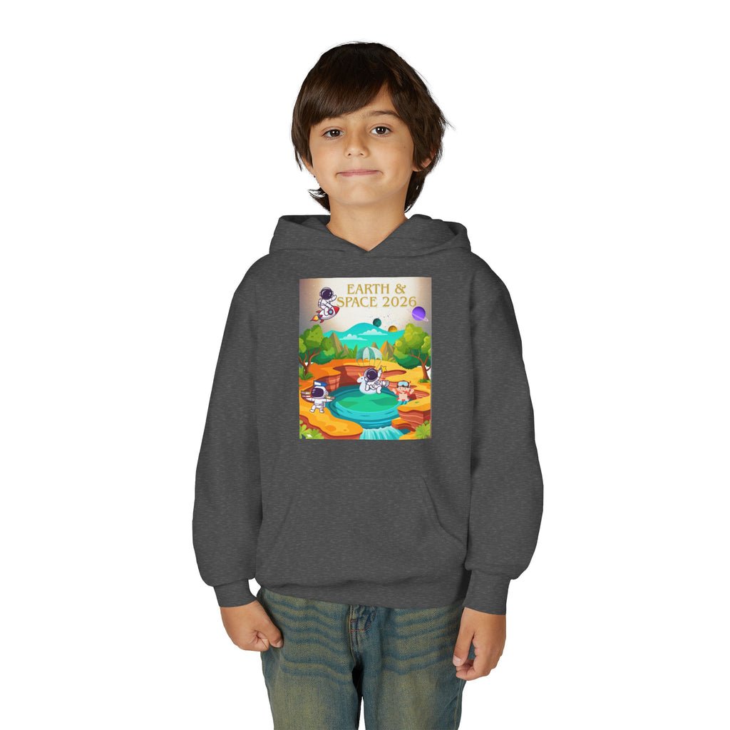 Earth & Space 2026 Youth Hoodie — Cute Space Explorer Kids Sweatshirt