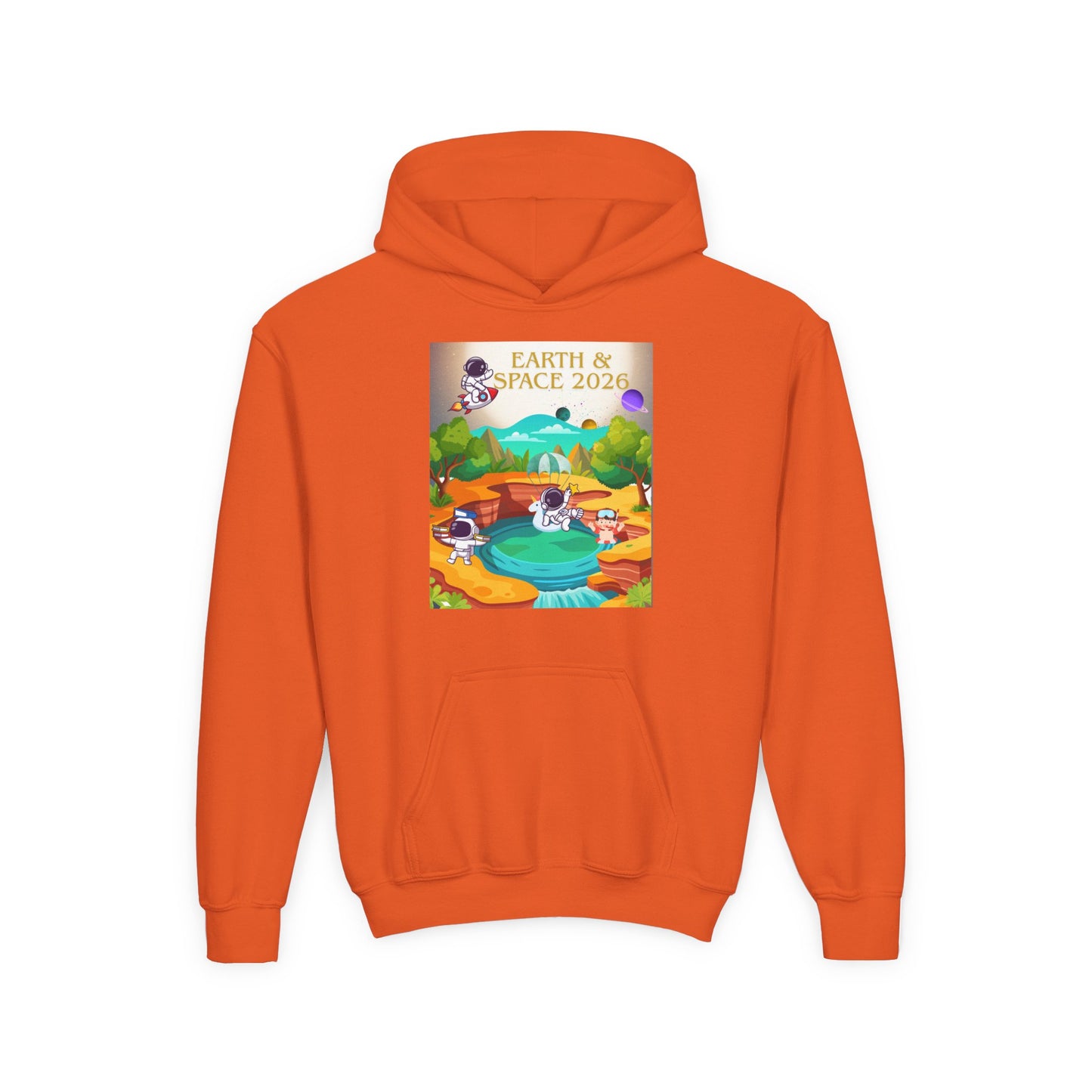 Earth & Space 2026 Youth Hoodie — Cute Space Explorer Kids Sweatshirt