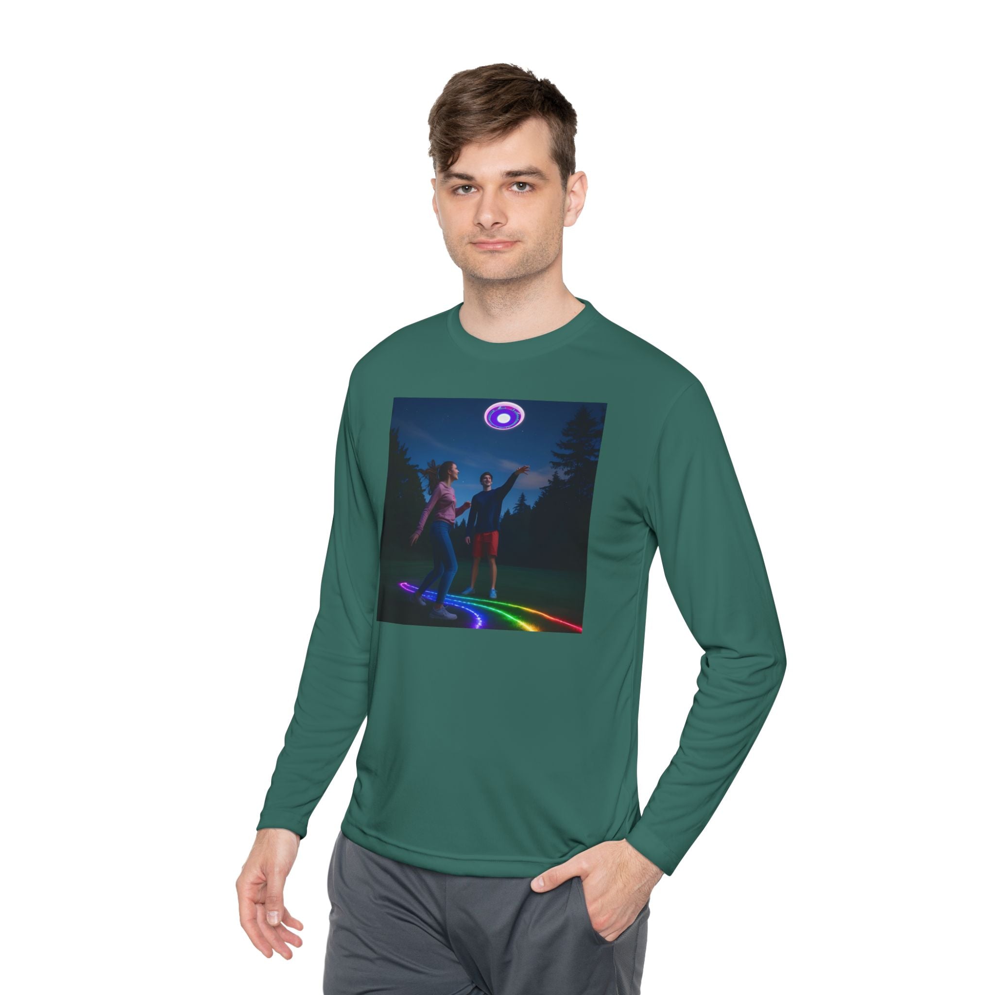 Rainbow Dance Unisex Long Sleeve Tee, Lightweight Shirt, Summer Fashion, Festival Wear, Gift for Music Lovers