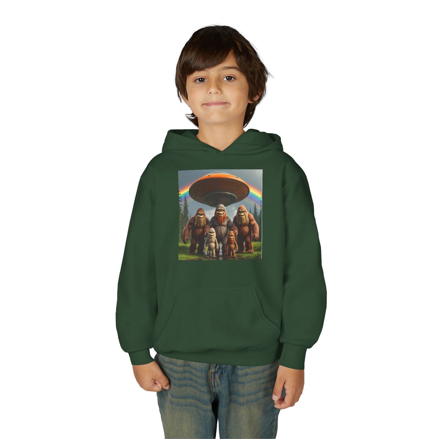 Youth Hoodie with Fun Bigfoot Design, Casual Sweatshirt for Kids, Perfect for Camp, Holidays, or Everyday Wear