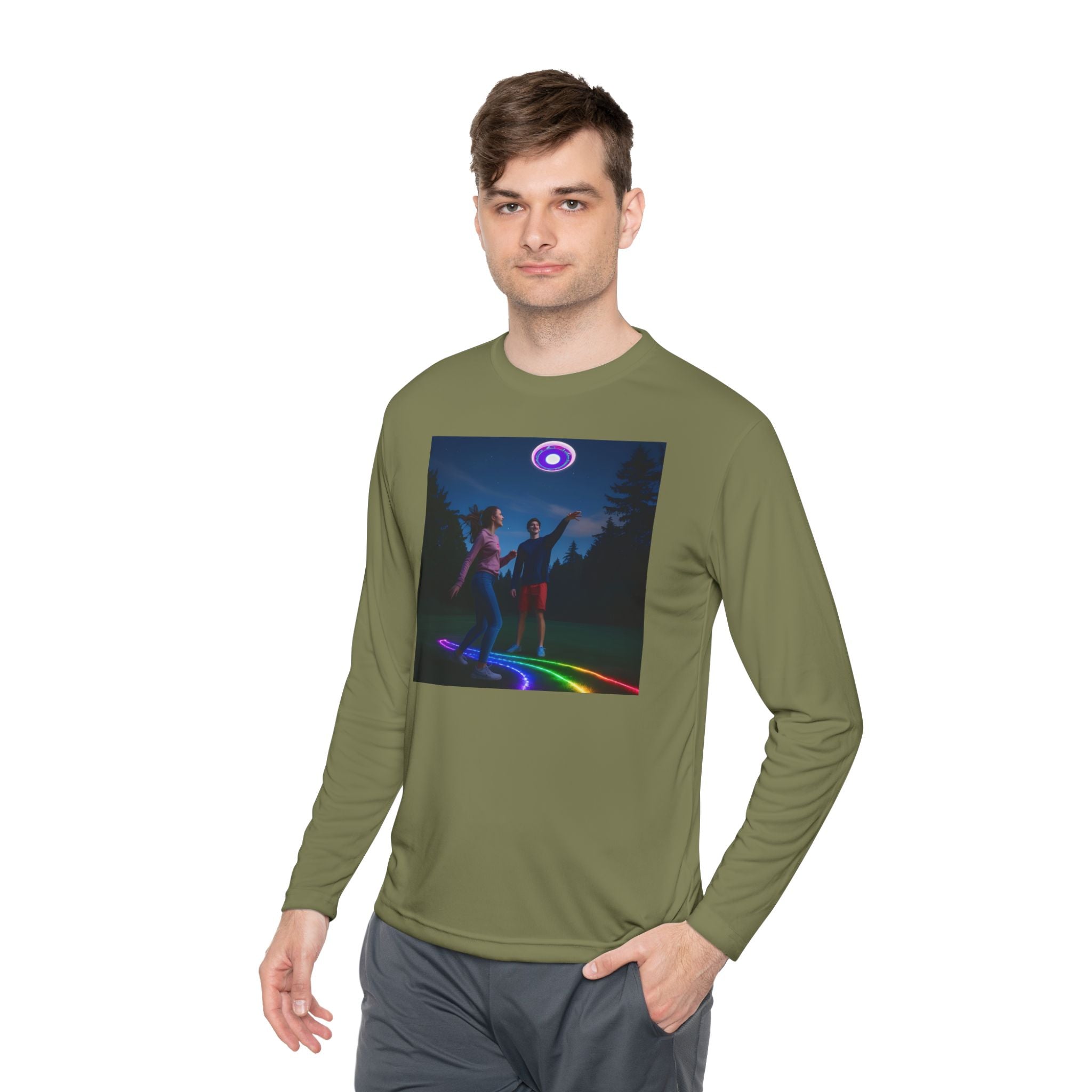 Rainbow Dance Unisex Long Sleeve Tee, Lightweight Shirt, Summer Fashion, Festival Wear, Gift for Music Lovers