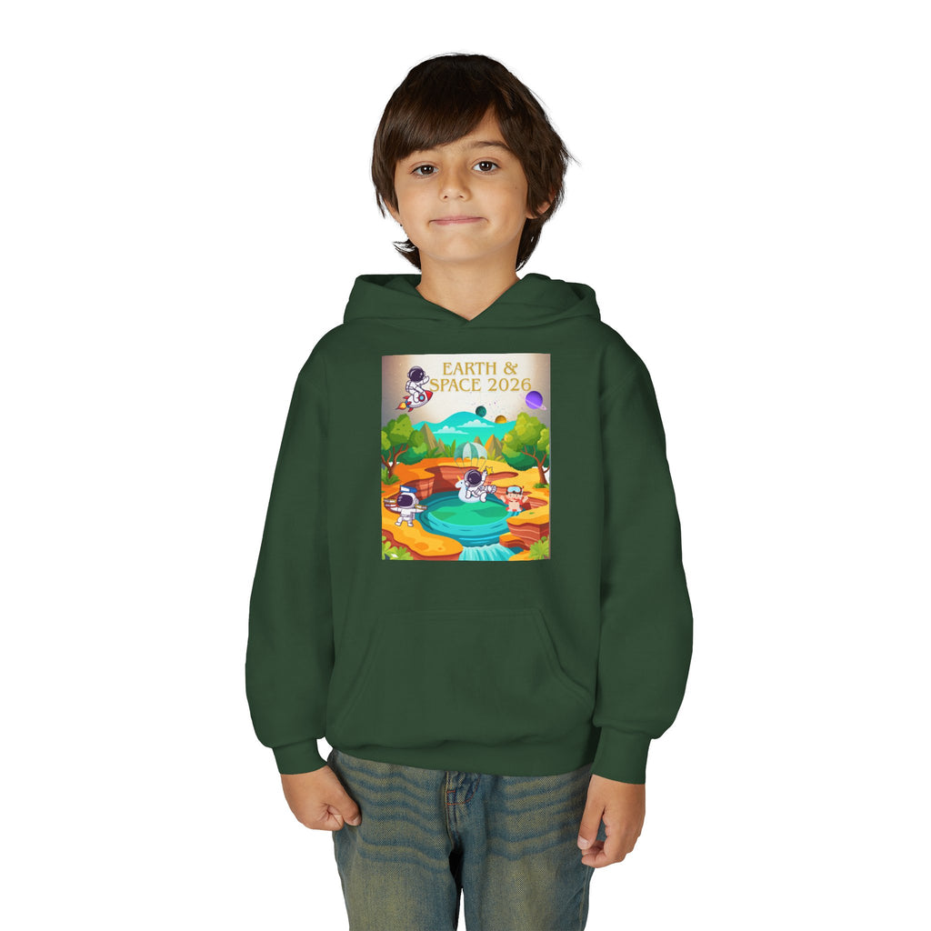 Earth & Space 2026 Youth Hoodie — Cute Space Explorer Kids Sweatshirt