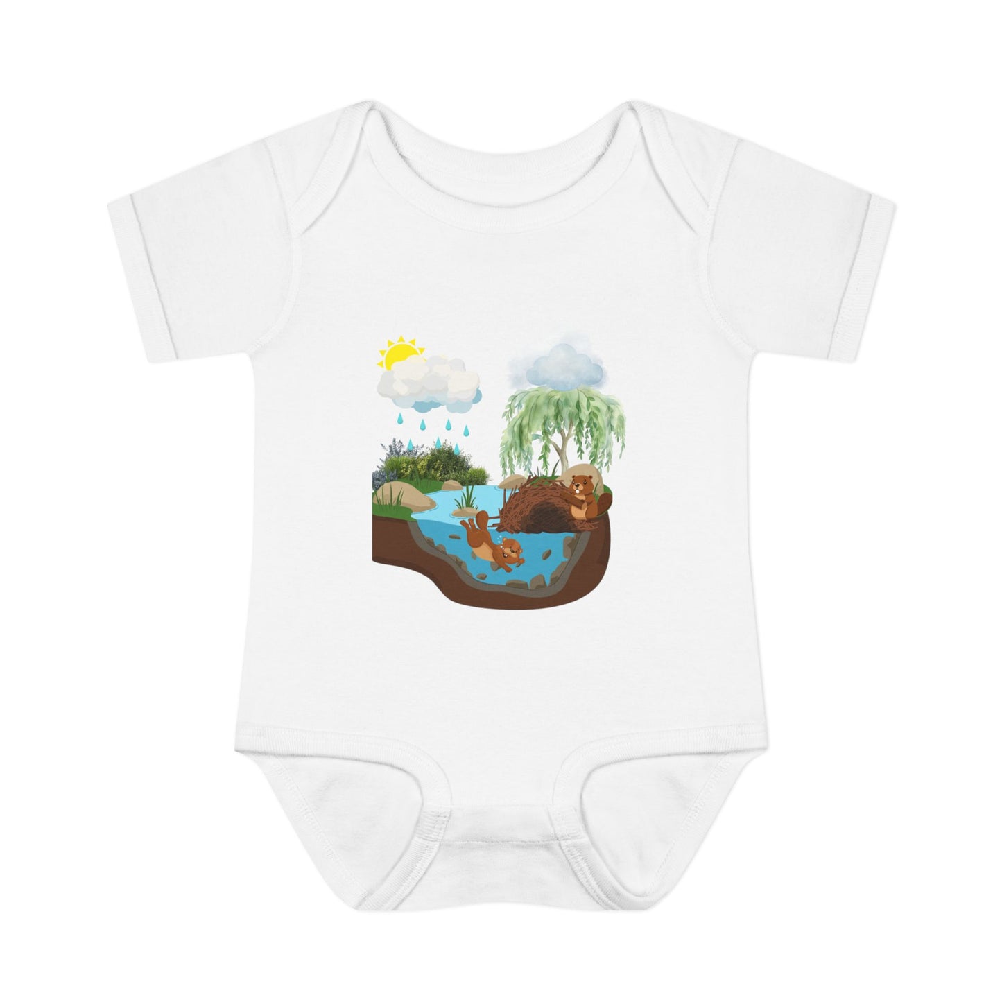 Woodland Pond Baby Bodysuit — Otter & Nature Infant Onesie