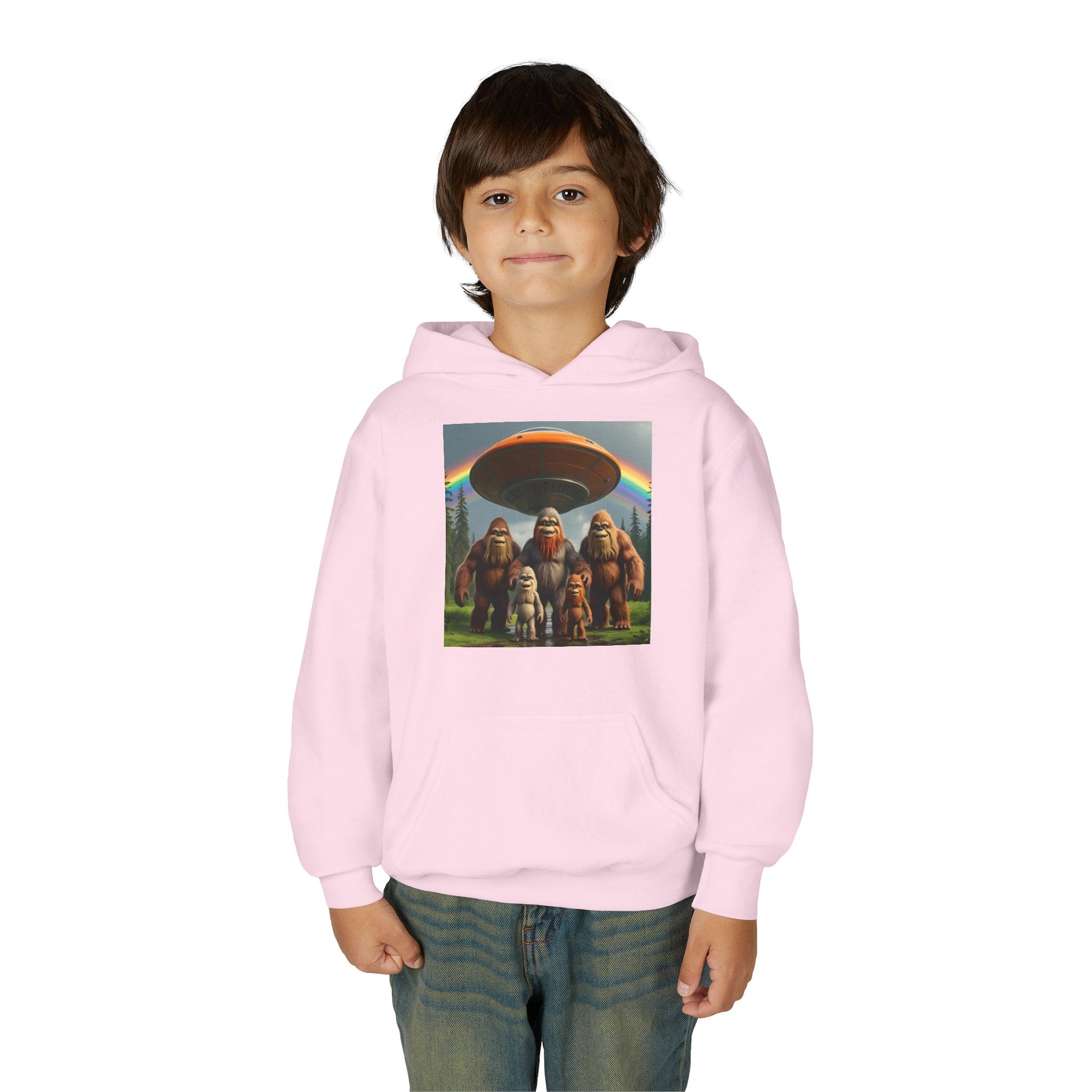 Youth Hoodie with Fun Bigfoot Design, Casual Sweatshirt for Kids, Perfect for Camp, Holidays, or Everyday Wear
