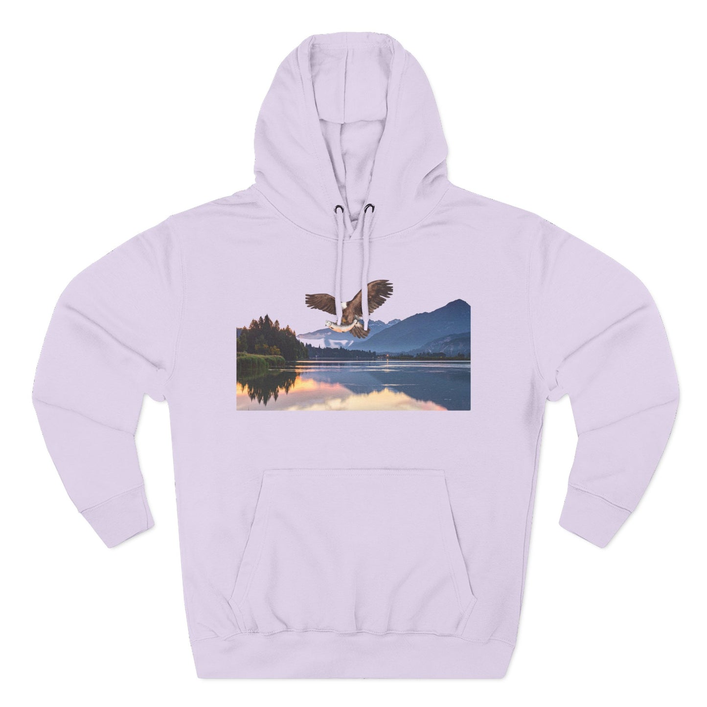 Sunset Lake Eagle Hoodie - Nature Landscape Fleece Pullover