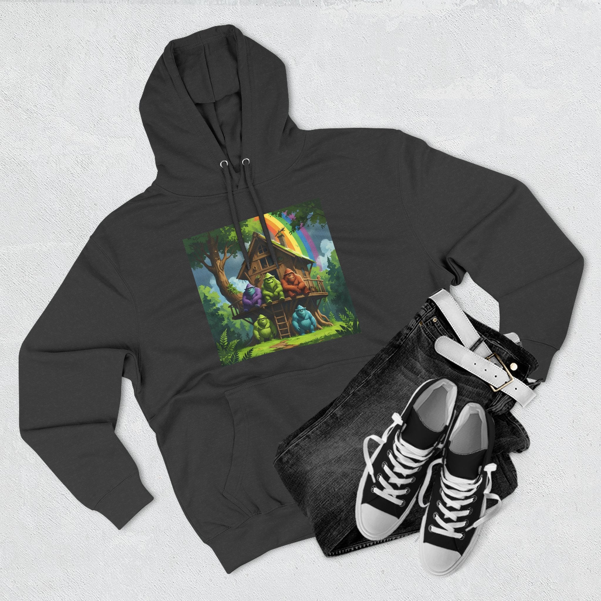 Cozy Treehouse Fantasy Hoodie — Whimsical Forest Cabin Design