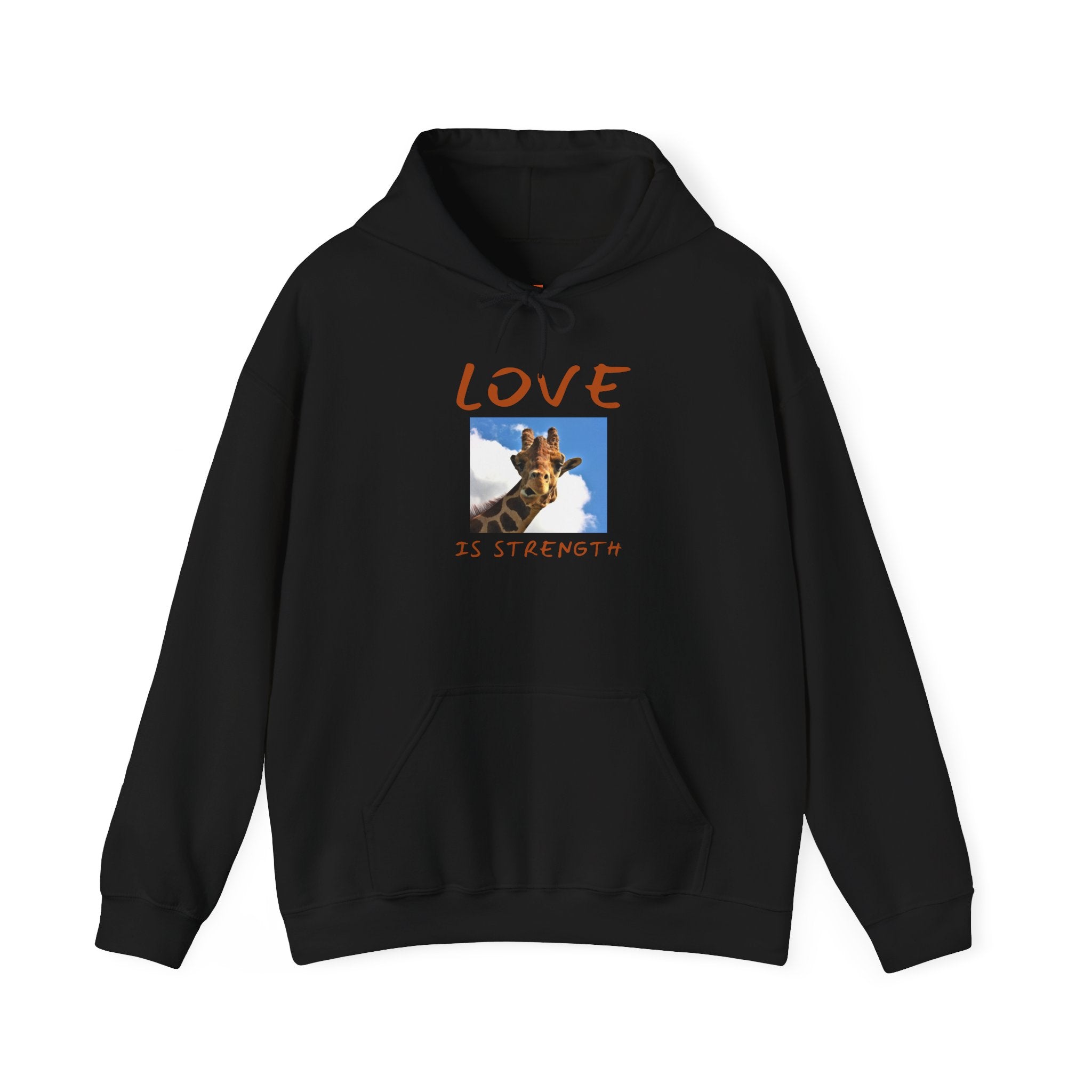 Giraffe Love Hoodie – "Love Is Strength" Wonder Path Empowering Joy Sweatshirt