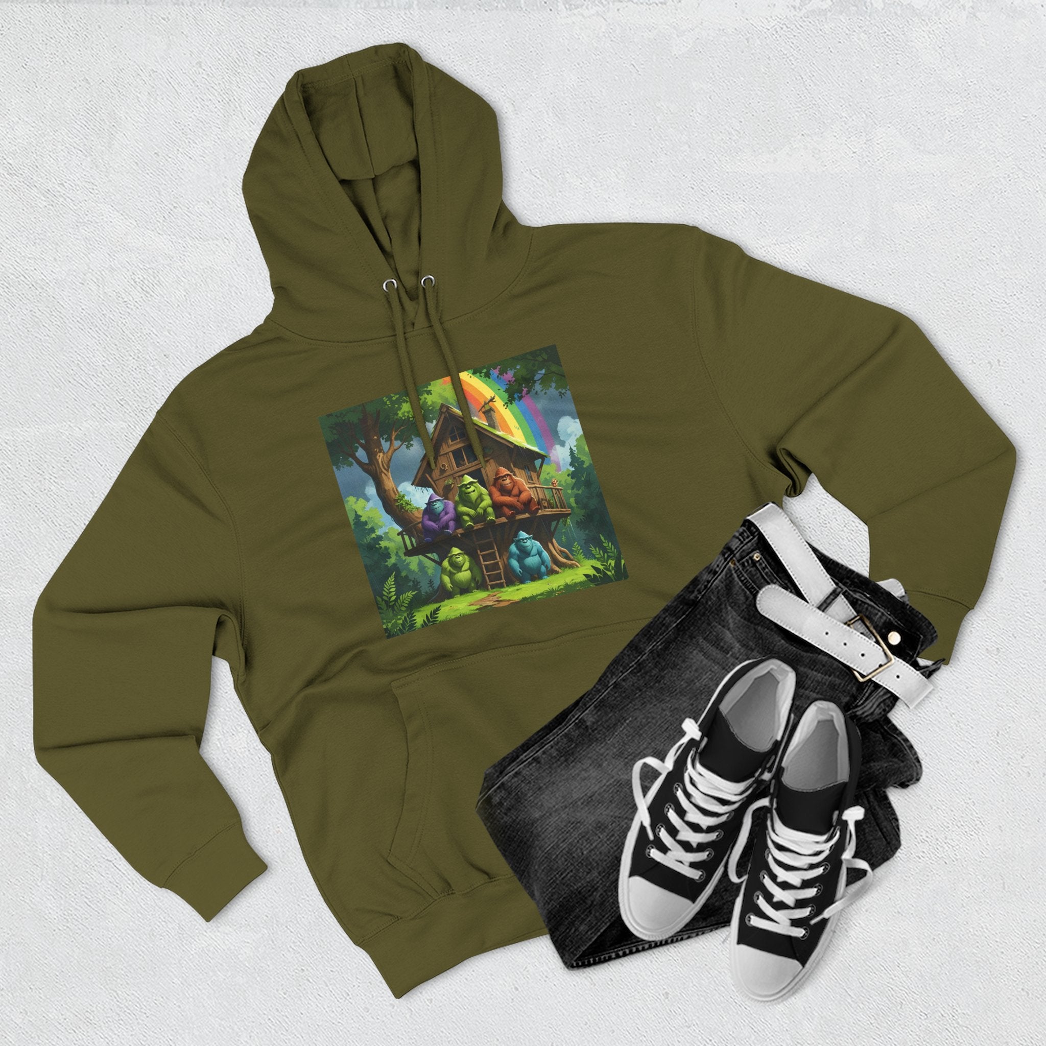 Cozy Treehouse Fantasy Hoodie — Whimsical Forest Cabin Design