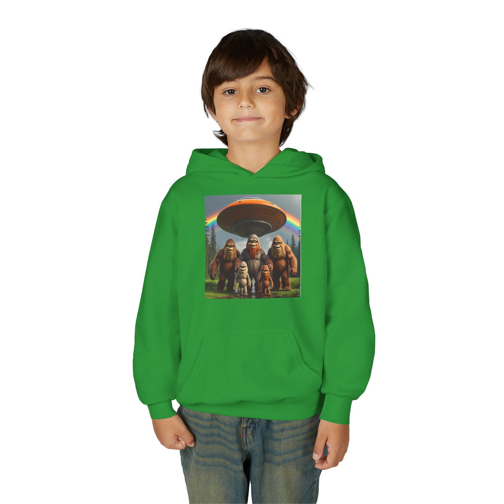 Youth Hoodie with Fun Bigfoot Design, Casual Sweatshirt for Kids, Perfect for Camp, Holidays, or Everyday Wear