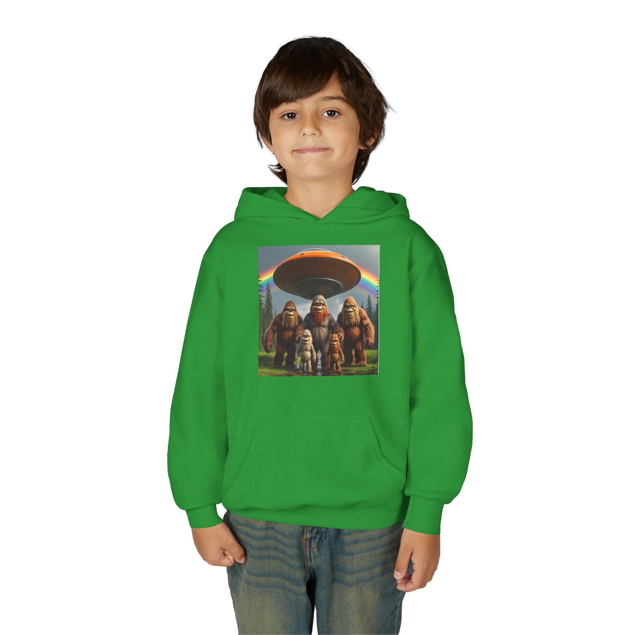 Youth Hoodie with Fun Bigfoot Design, Casual Sweatshirt for Kids, Perfect for Camp, Holidays, or Everyday Wear