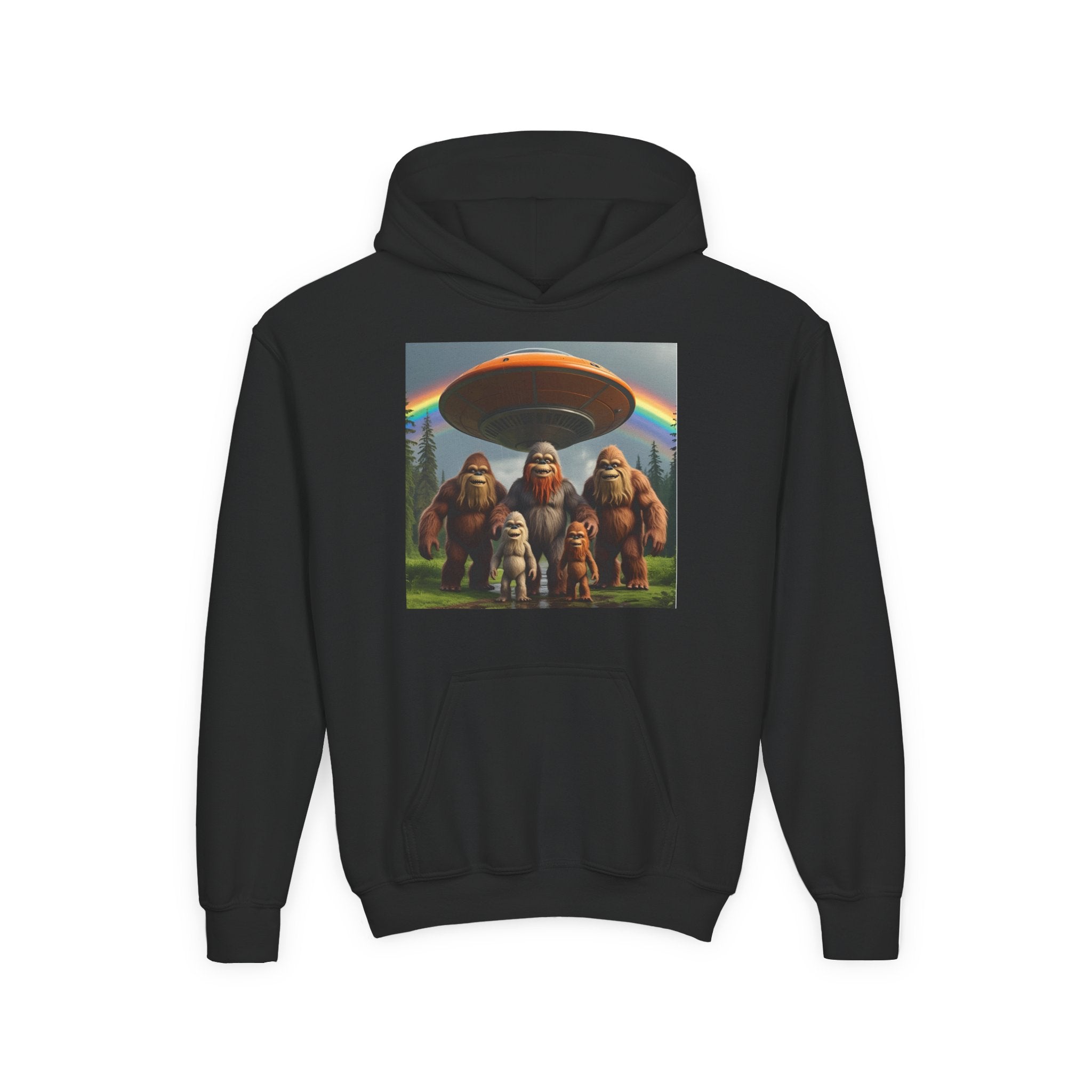 Youth Hoodie with Fun Bigfoot Design, Casual Sweatshirt for Kids, Perfect for Camp, Holidays, or Everyday Wear