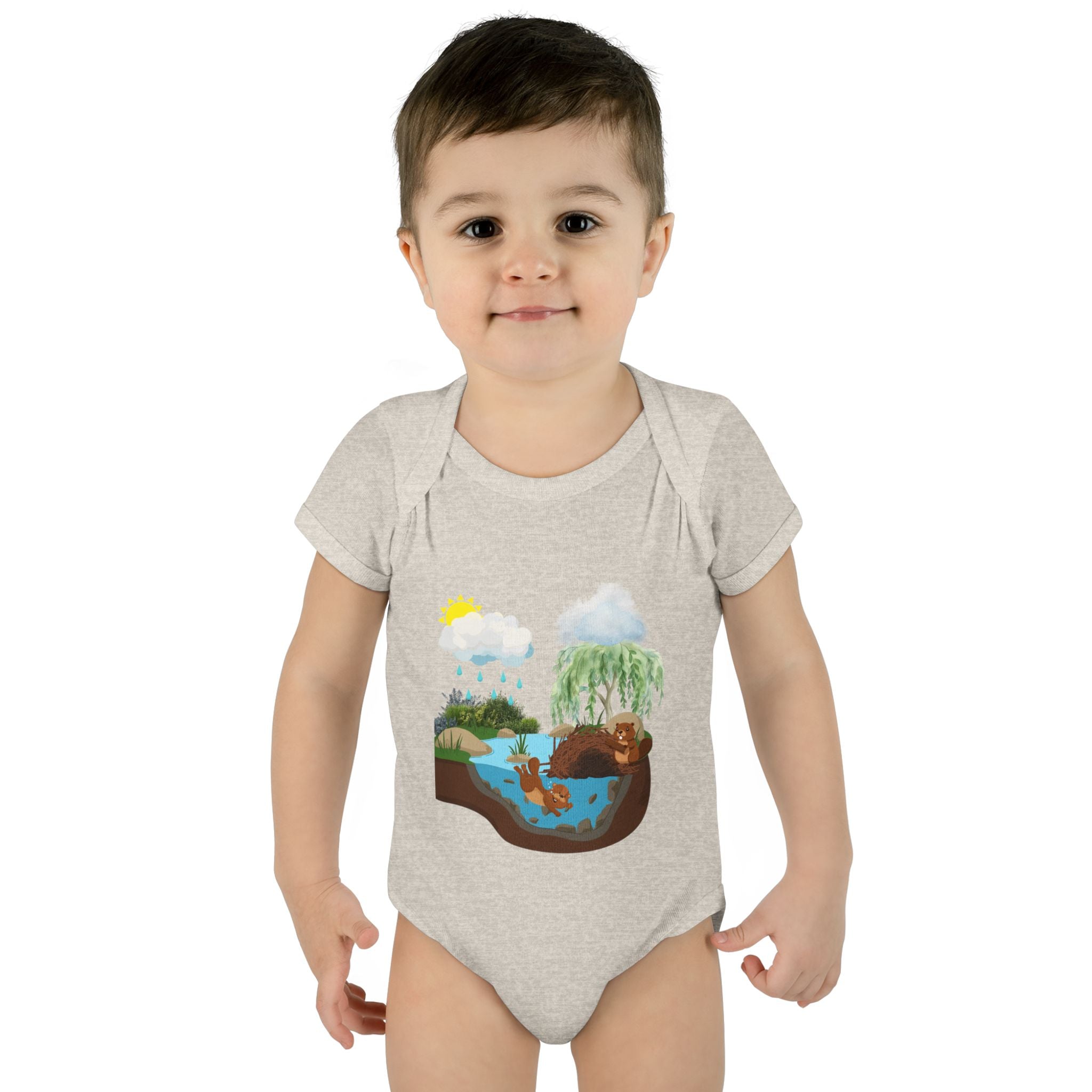 Woodland Pond Baby Bodysuit — Otter & Nature Infant Onesie