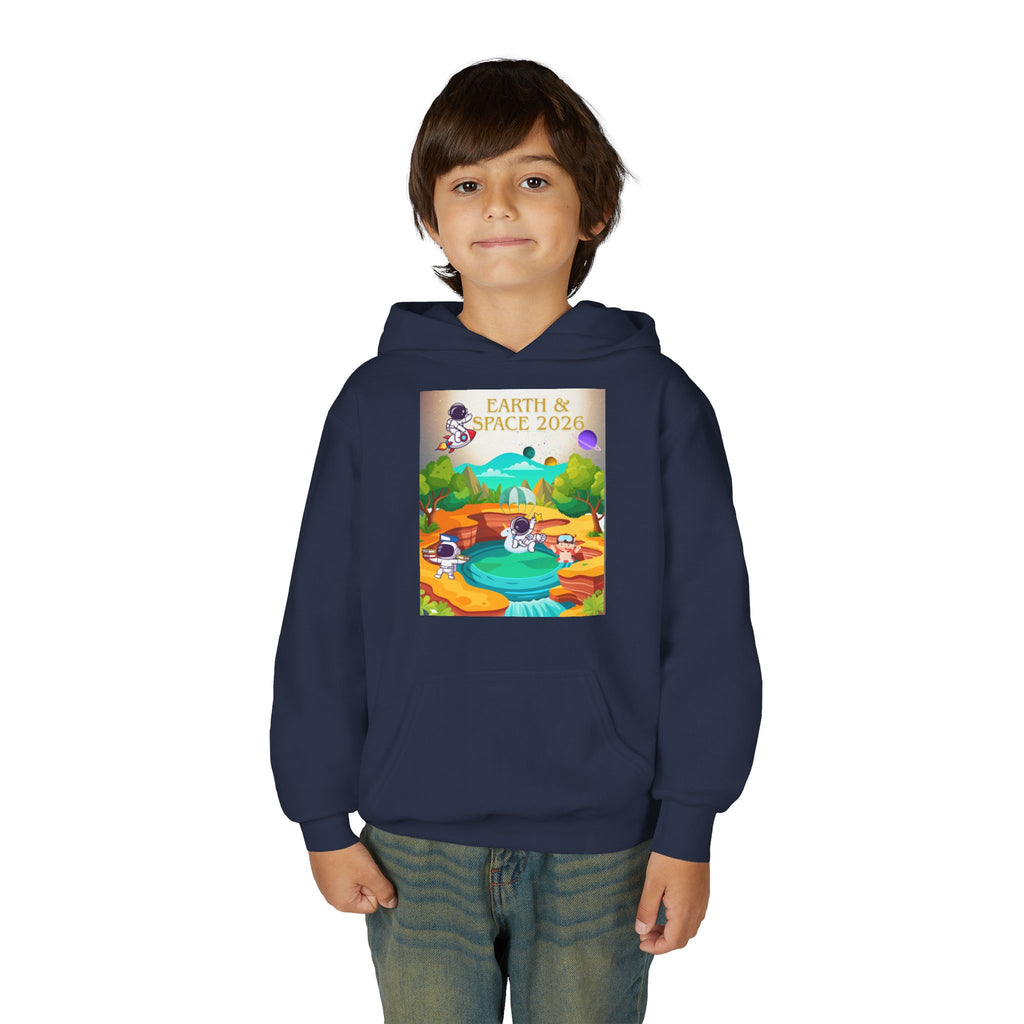 Earth & Space 2026 Youth Hoodie — Cute Space Explorer Kids Sweatshirt