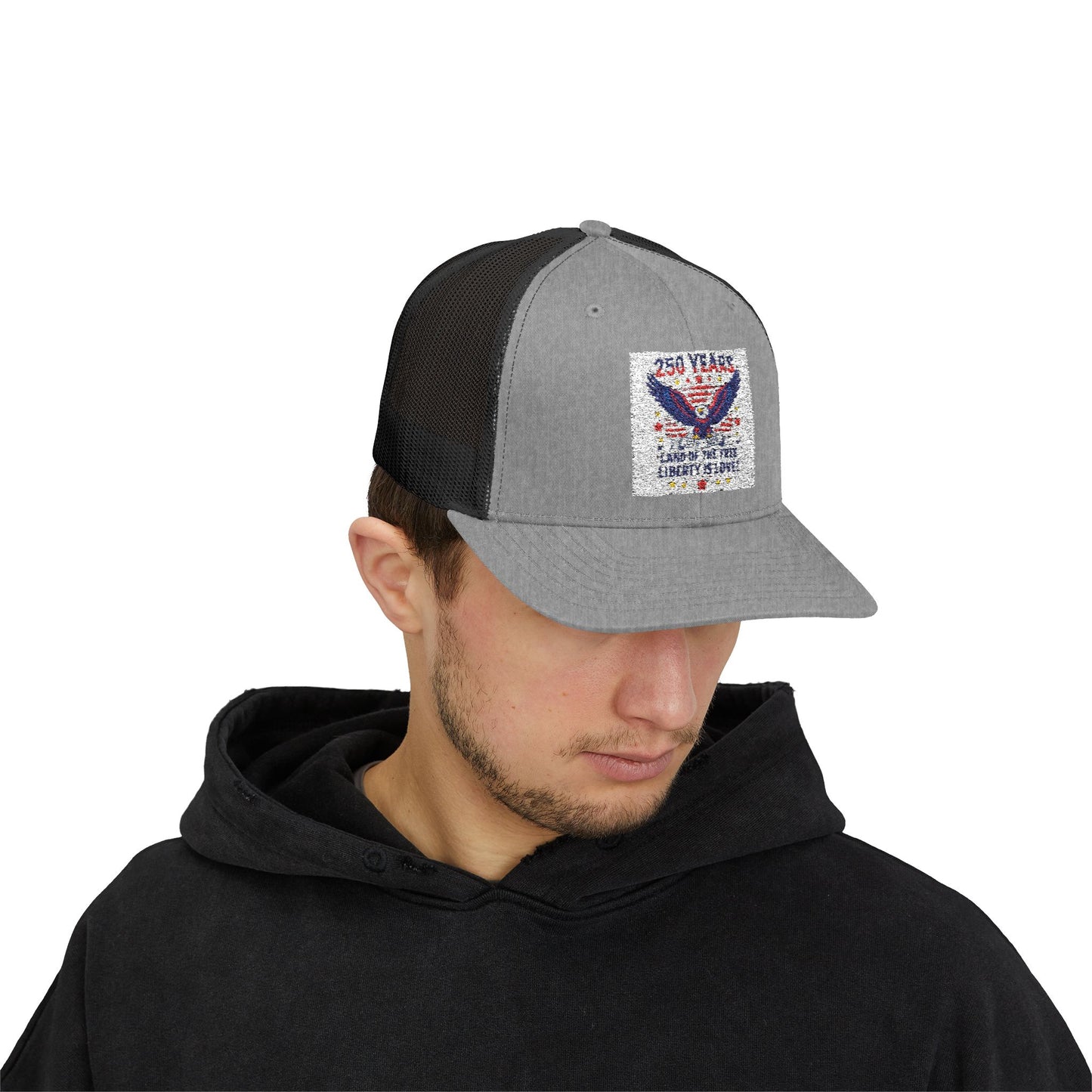 Patriotic Eagle Snapback Trucker Cap — USA Flag Graphic