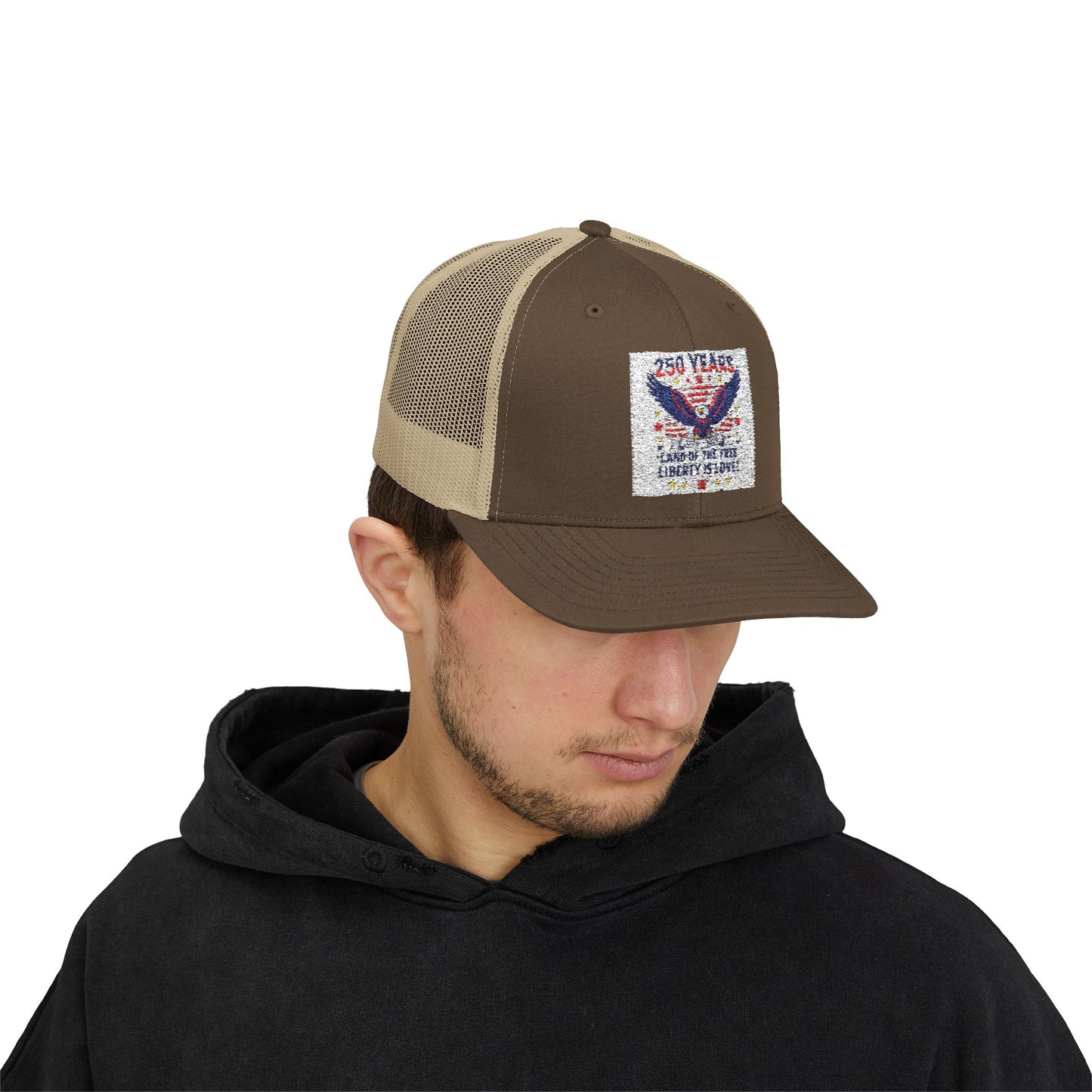 Patriotic Eagle Snapback Trucker Cap — USA Flag Graphic