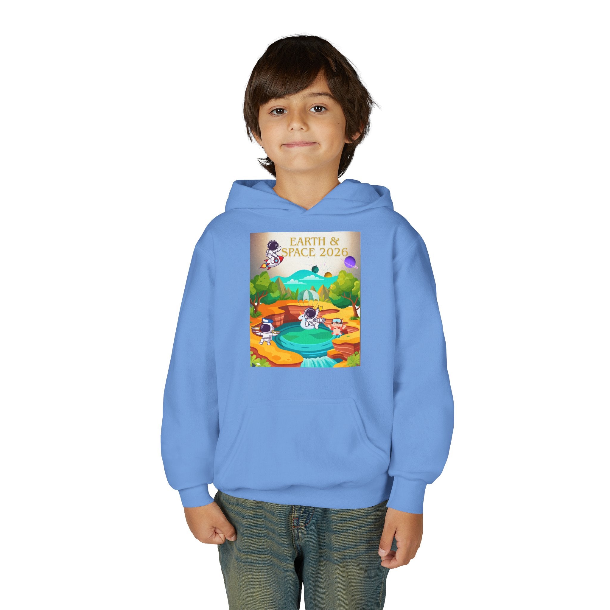Earth & Space 2026 Youth Hoodie — Cute Space Explorer Kids Sweatshirt