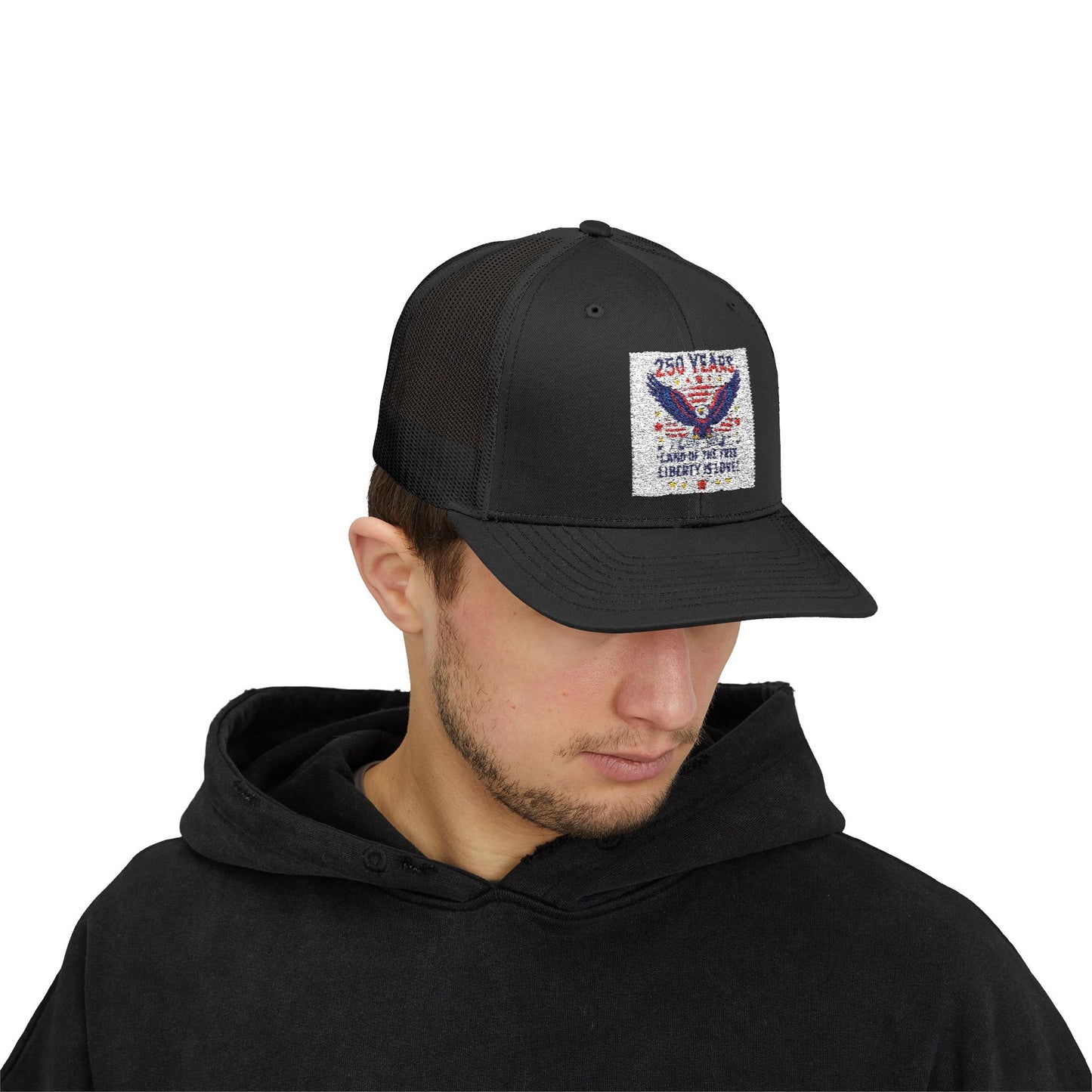 Patriotic Eagle Snapback Trucker Cap — USA Flag Graphic