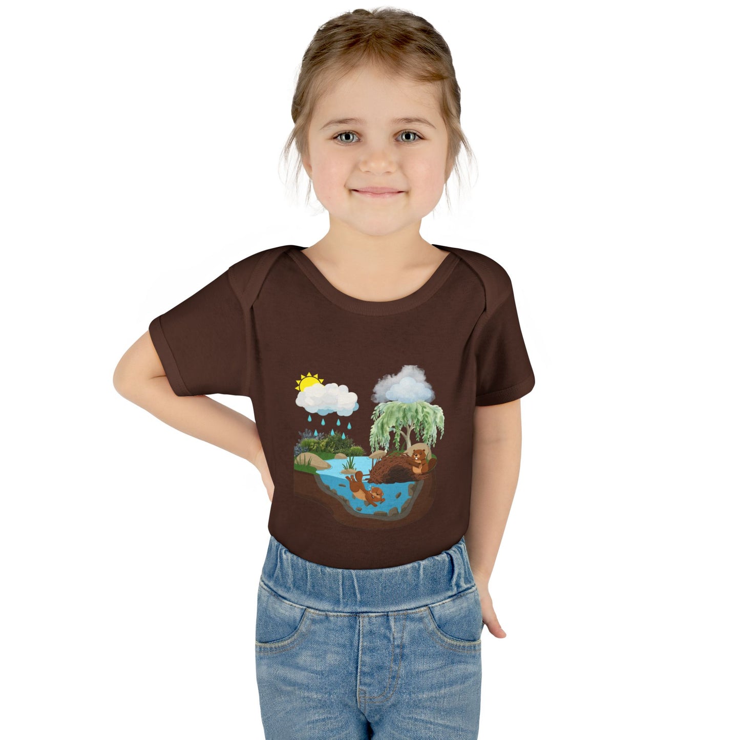 Woodland Pond Baby Bodysuit — Otter & Nature Infant Onesie
