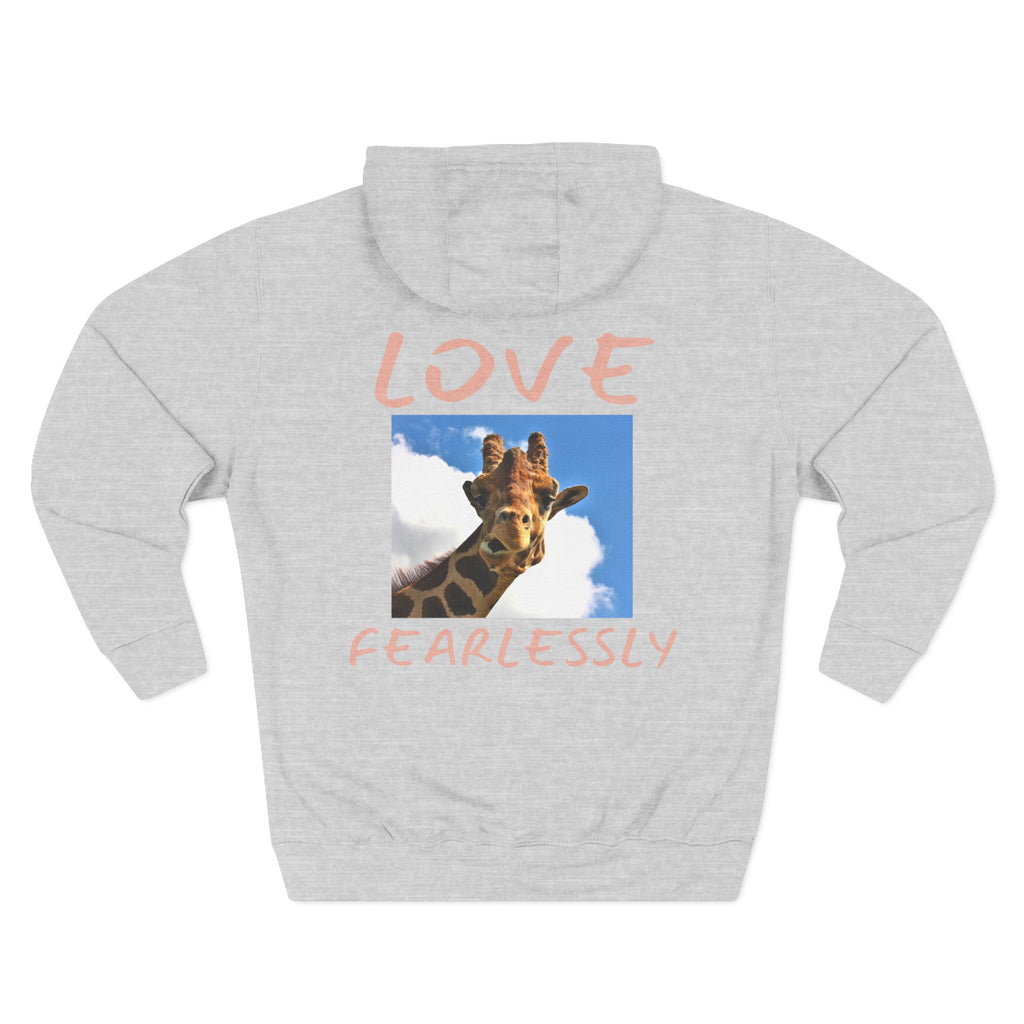 Giraffe 'Love Fearlessly' Hoodie — Animal Lover Graphic Fleece