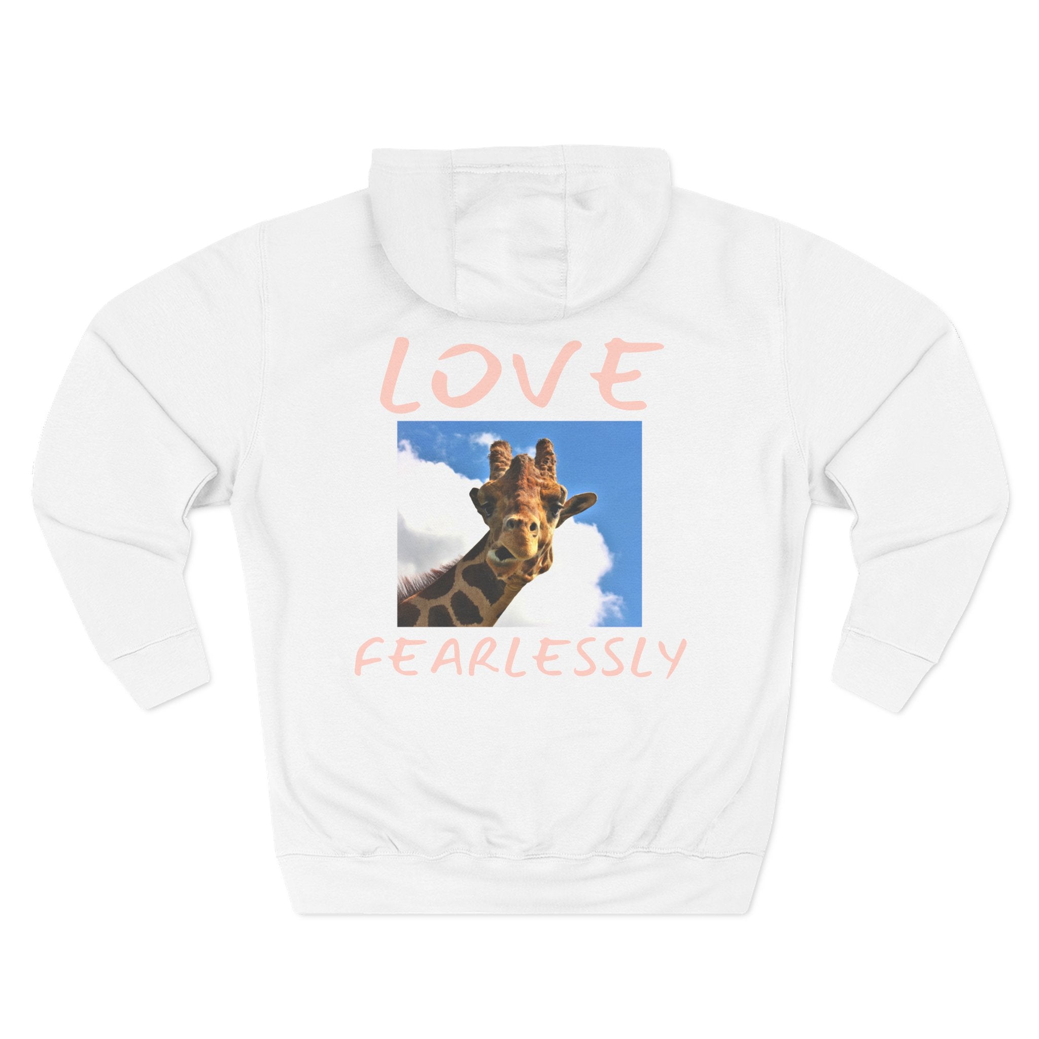 Giraffe 'Love Fearlessly' Hoodie — Animal Lover Graphic Fleece