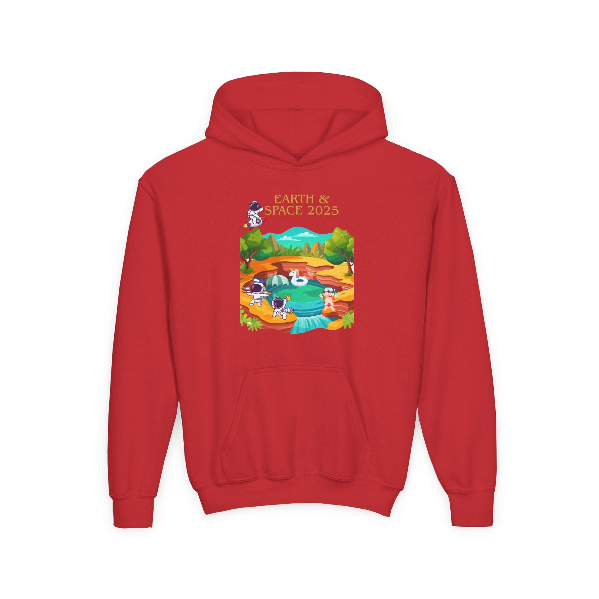 Youth Earth & Space 2025 Graphic Hoodie, Fun For Kids, Perfect for School, Space Lovers Gift, Comfortable Everyday Wear