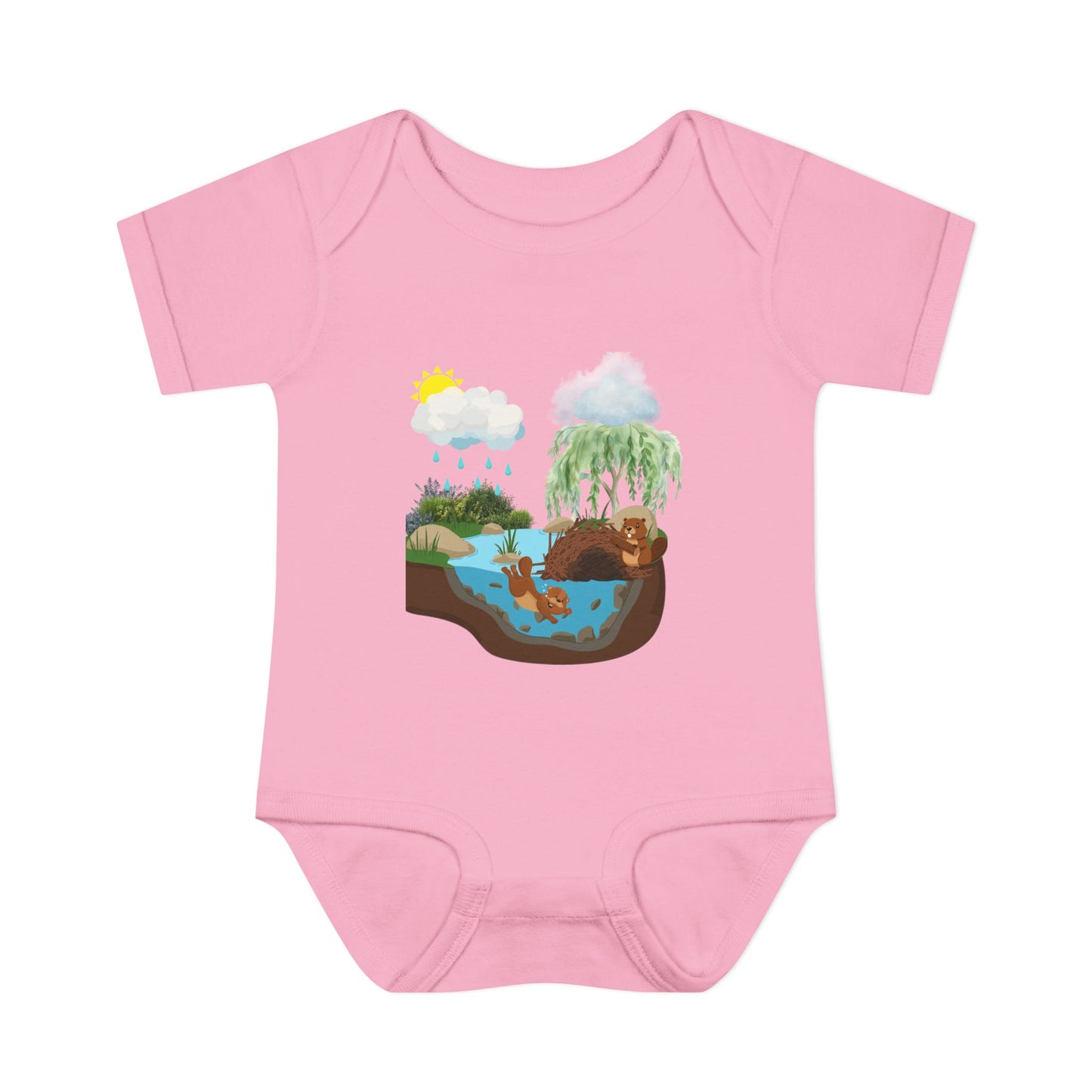 Woodland Pond Baby Bodysuit — Otter & Nature Infant Onesie