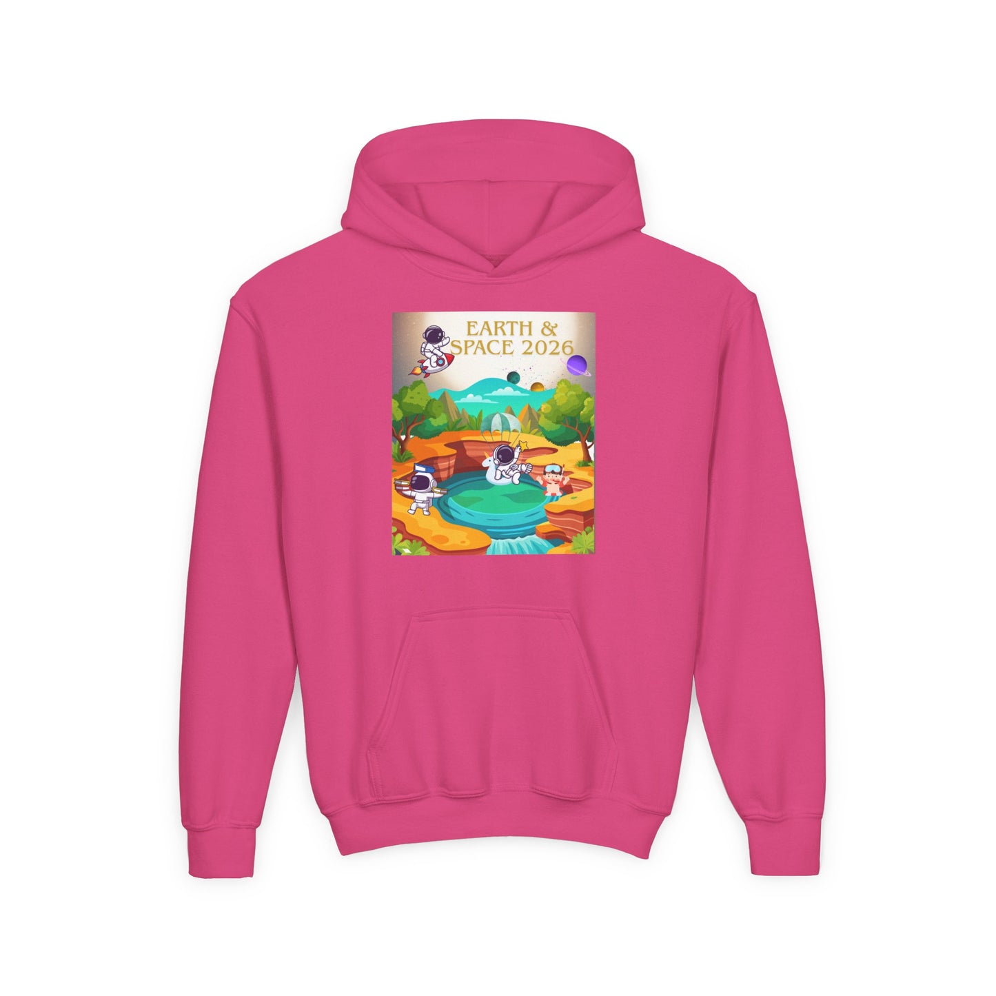 Earth & Space 2026 Youth Hoodie — Cute Space Explorer Kids Sweatshirt