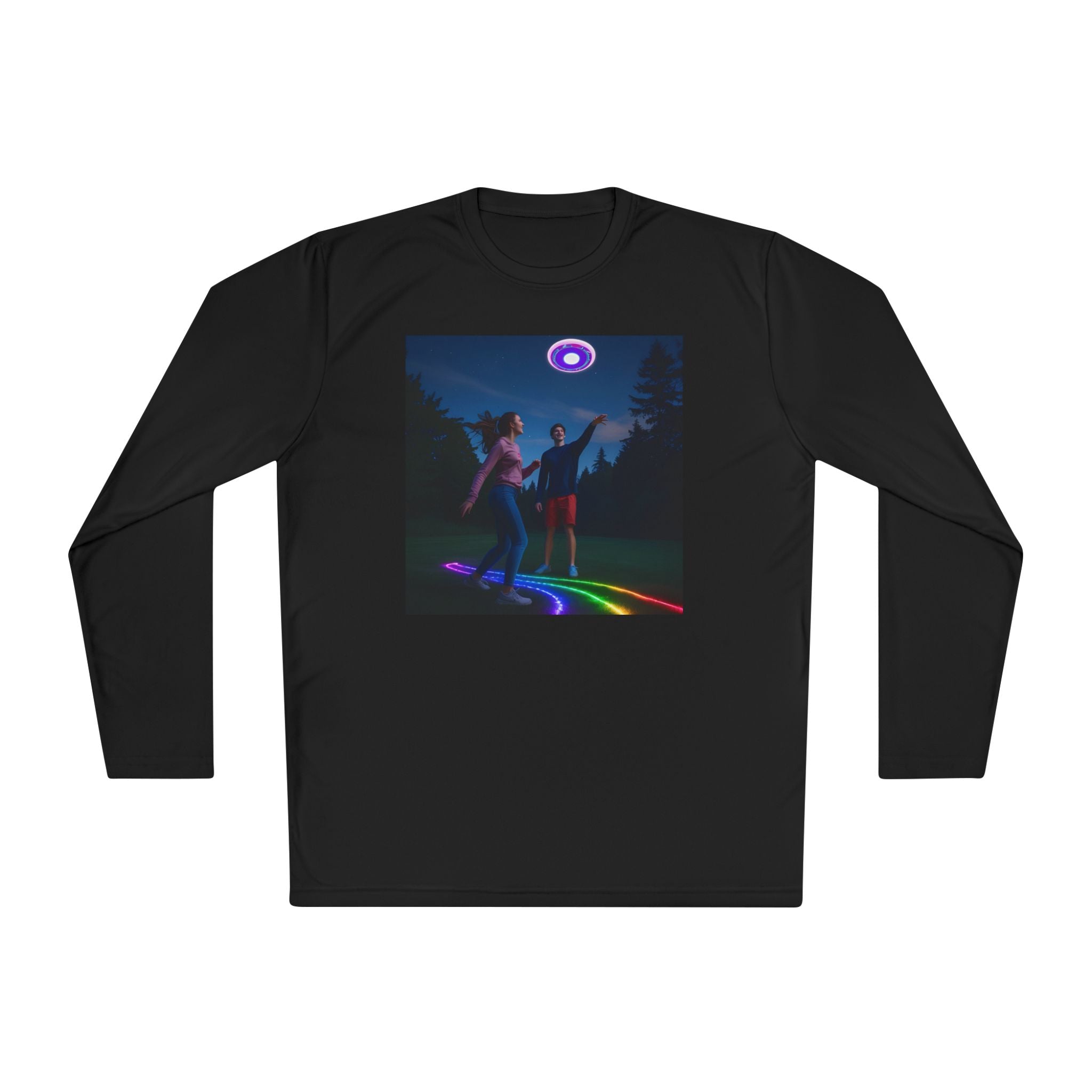 Rainbow Dance Unisex Long Sleeve Tee, Lightweight Shirt, Summer Fashion, Festival Wear, Gift for Music Lovers