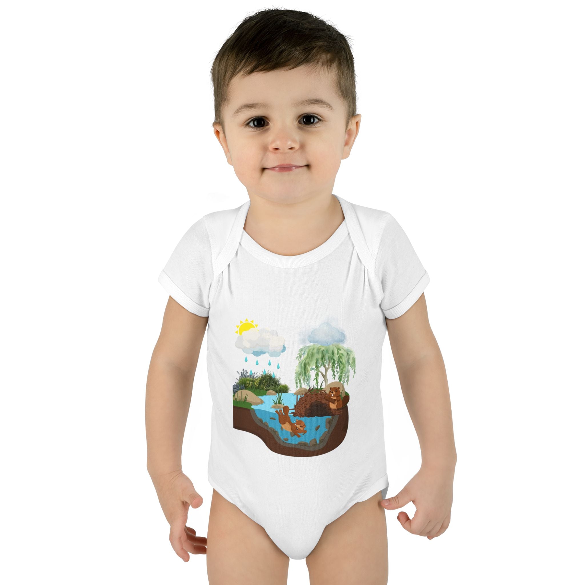 Woodland Pond Baby Bodysuit — Otter & Nature Infant Onesie