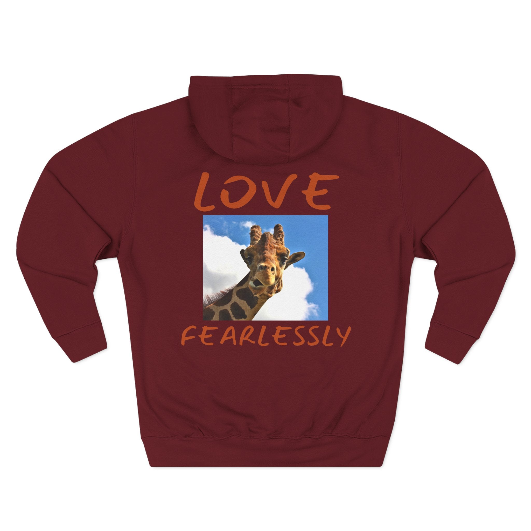 Giraffe 'Love Fearlessly' Hoodie — Animal Lover Graphic Fleece