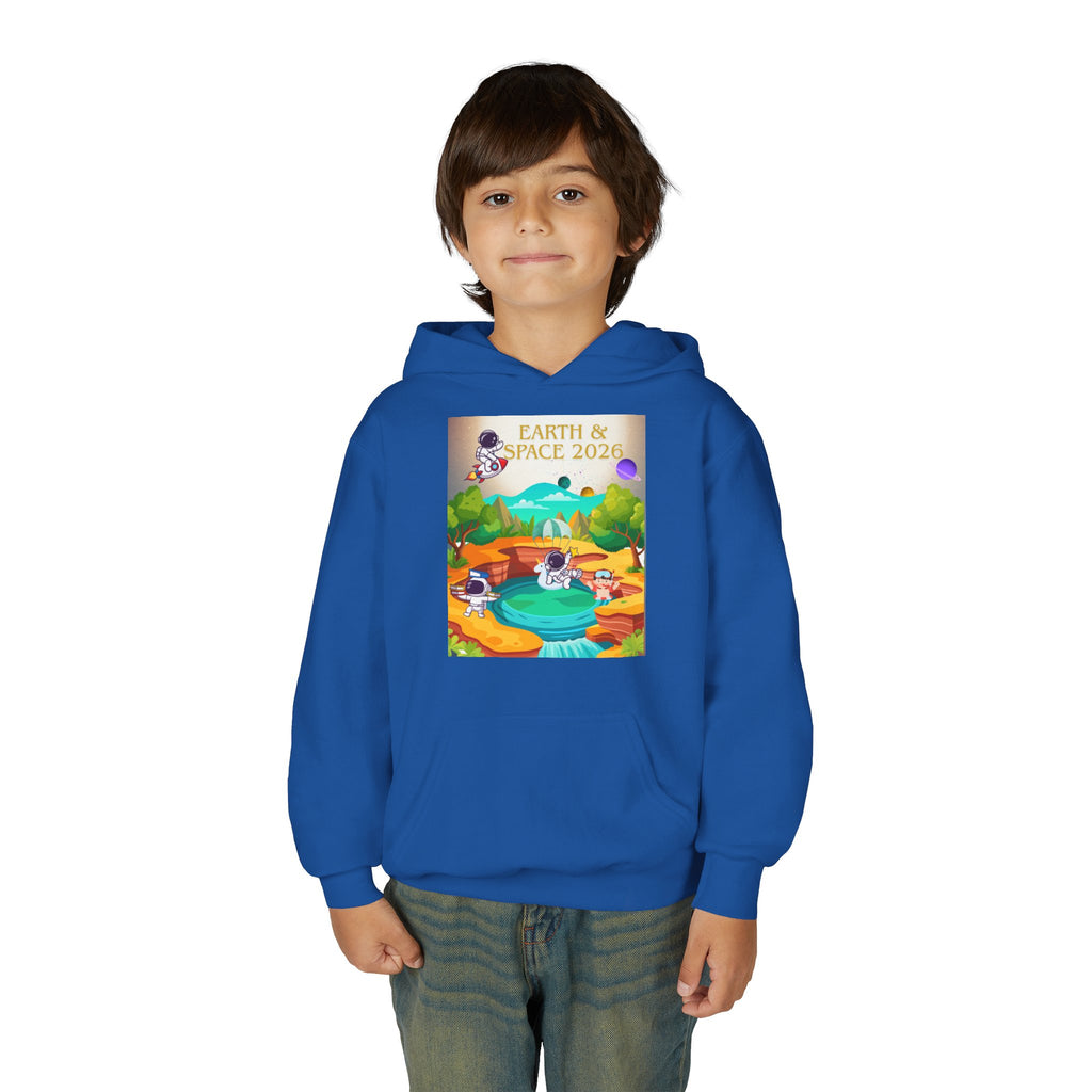 Earth & Space 2026 Youth Hoodie — Cute Space Explorer Kids Sweatshirt