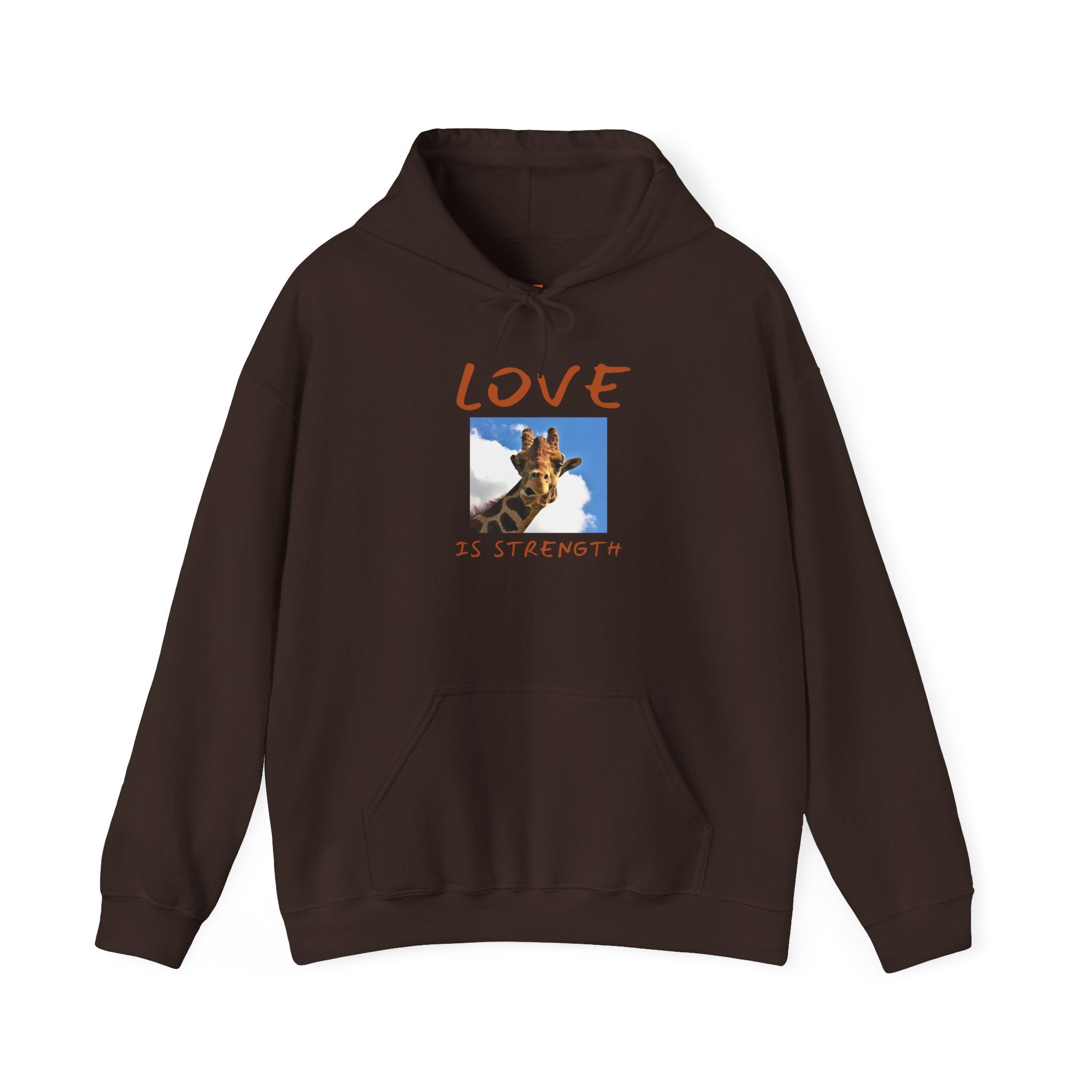 Giraffe Love Hoodie – "Love Is Strength" Wonder Path Empowering Joy Sweatshirt