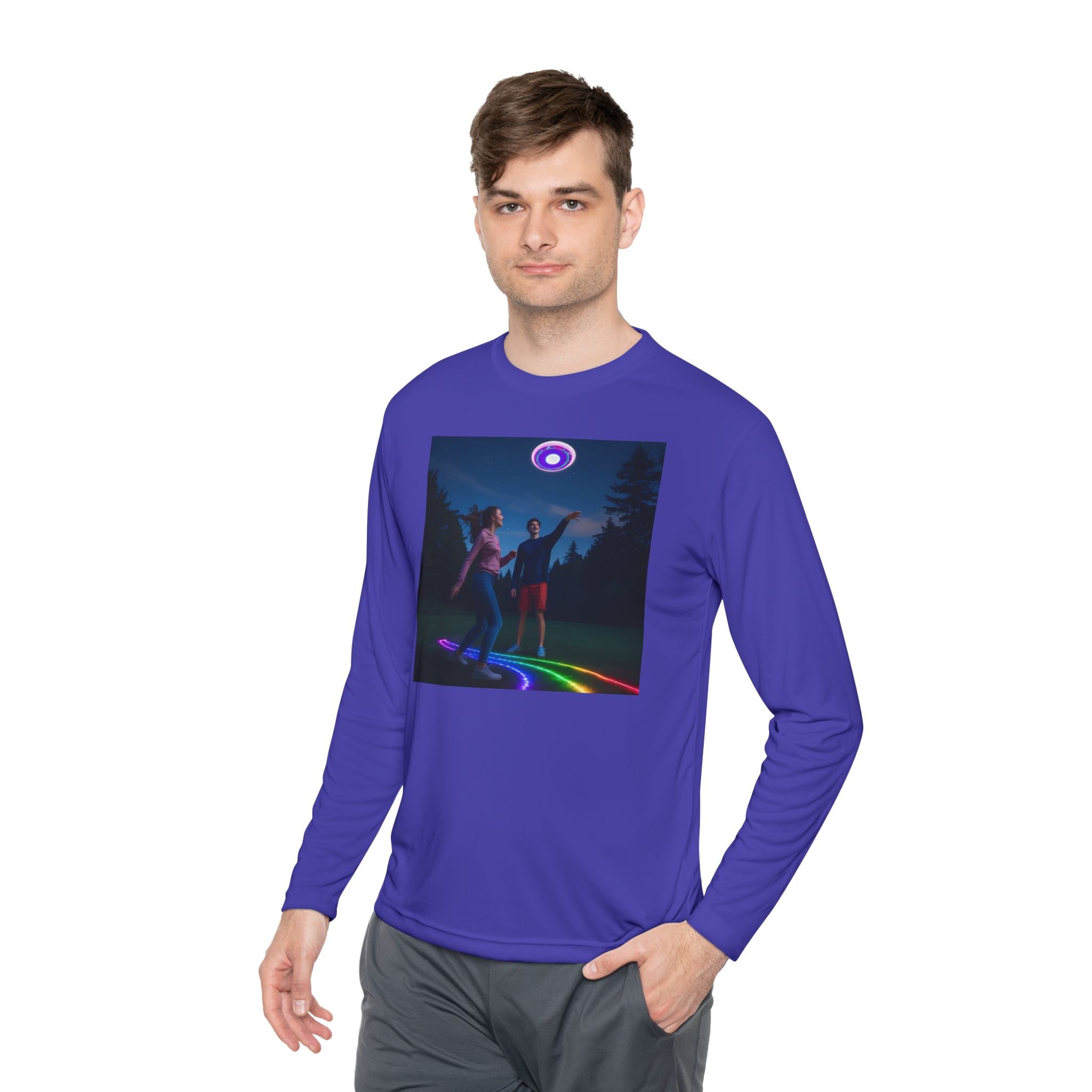 Rainbow Dance Unisex Long Sleeve Tee, Lightweight Shirt, Summer Fashion, Festival Wear, Gift for Music Lovers