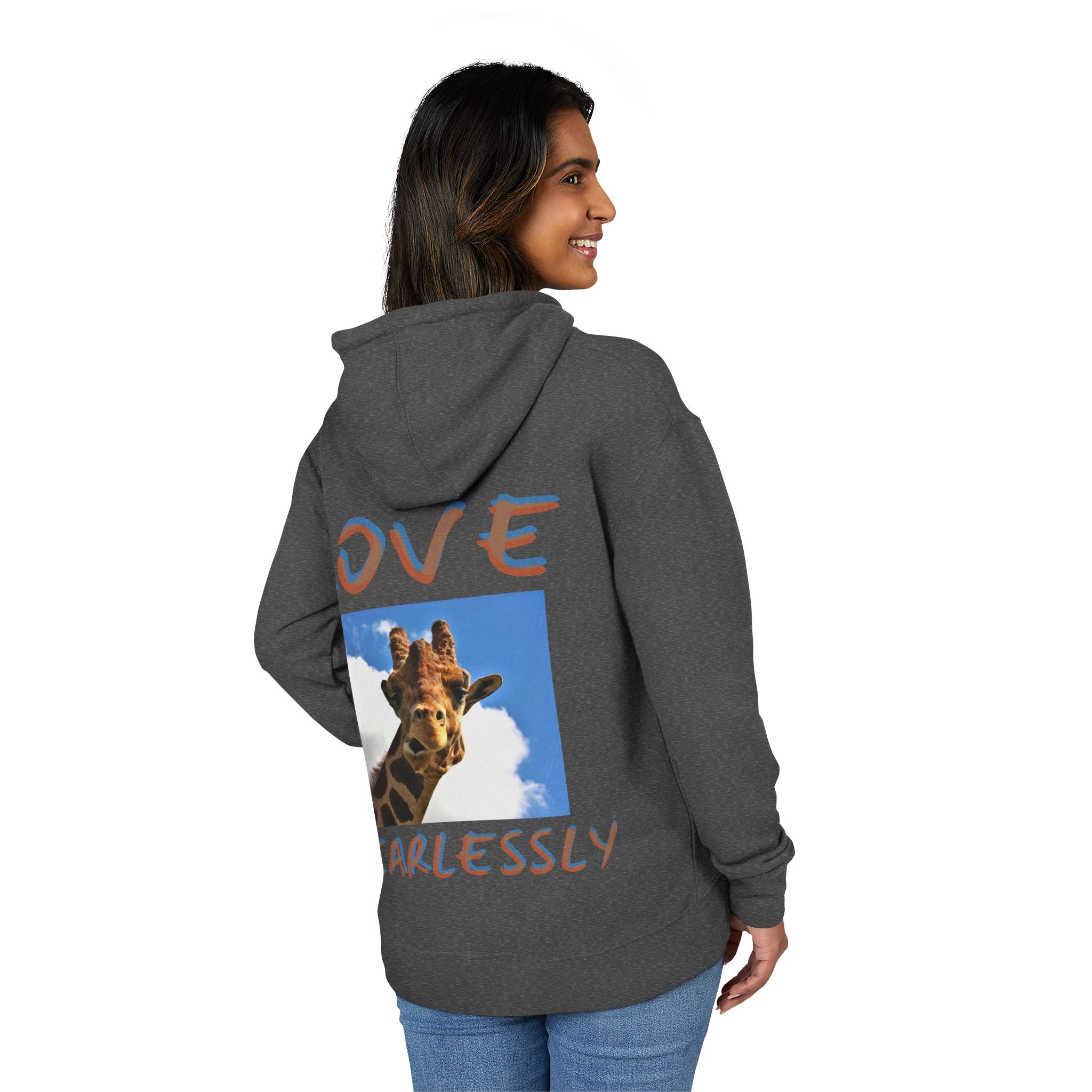 Giraffe 'Love Fearlessly' Hoodie — Wonder Path Graphic Pullover