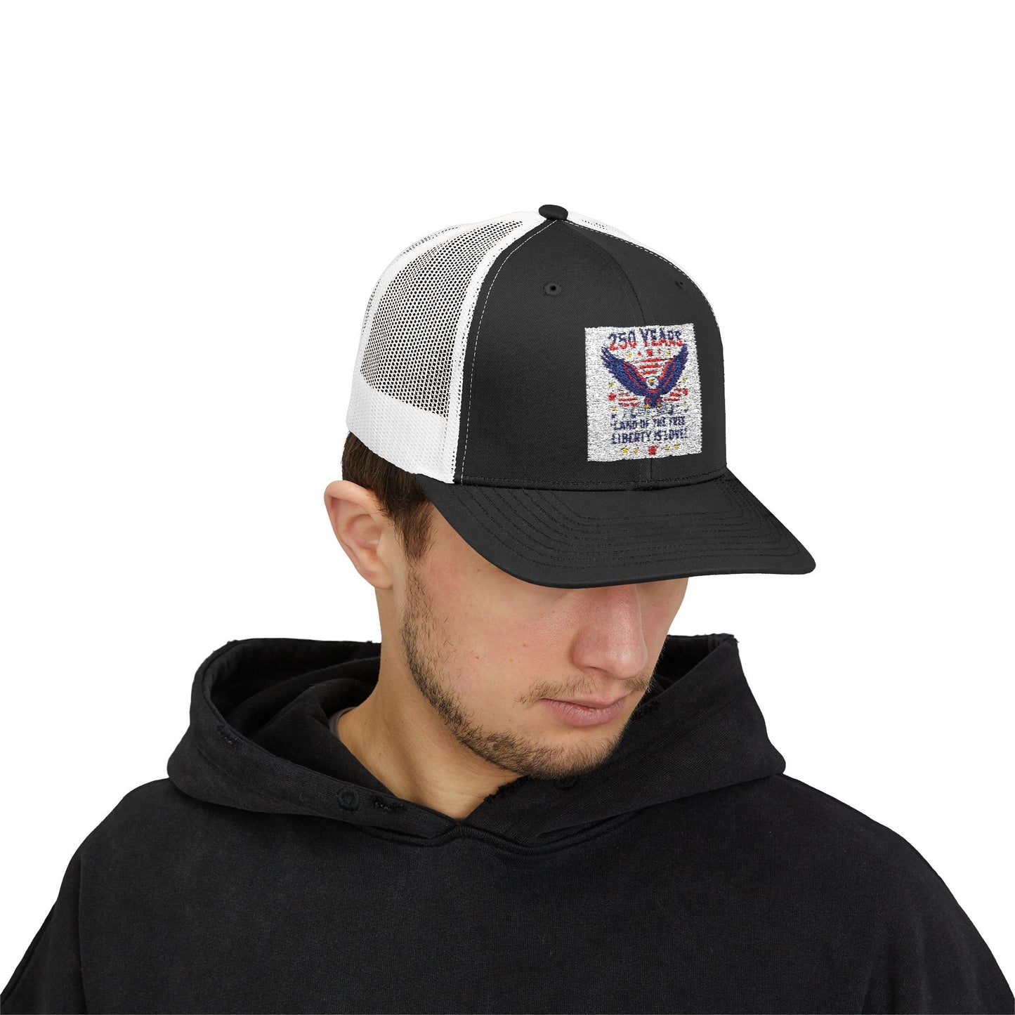 Patriotic Eagle Snapback Trucker Cap — USA Flag Graphic