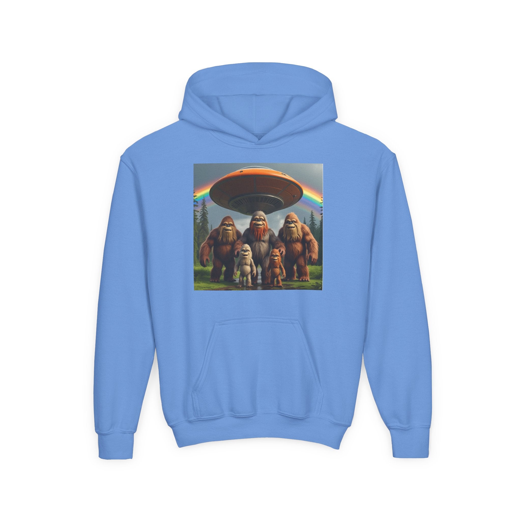 Youth Hoodie with Fun Bigfoot Design, Casual Sweatshirt for Kids, Perfect for Camp, Holidays, or Everyday Wear
