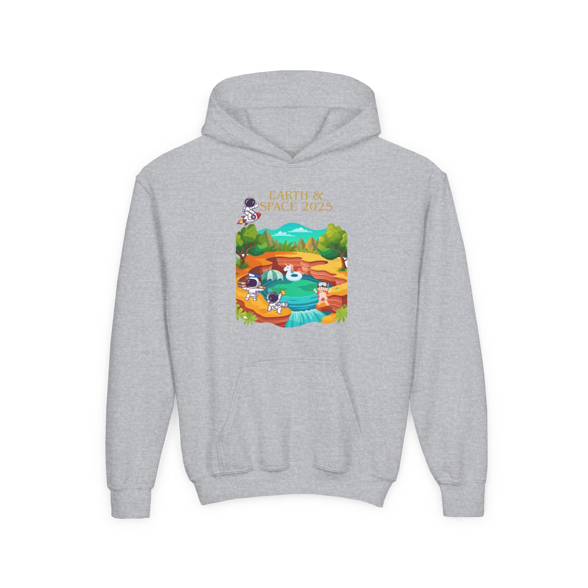 Youth Earth & Space 2025 Graphic Hoodie, Fun For Kids, Perfect for School, Space Lovers Gift, Comfortable Everyday Wear