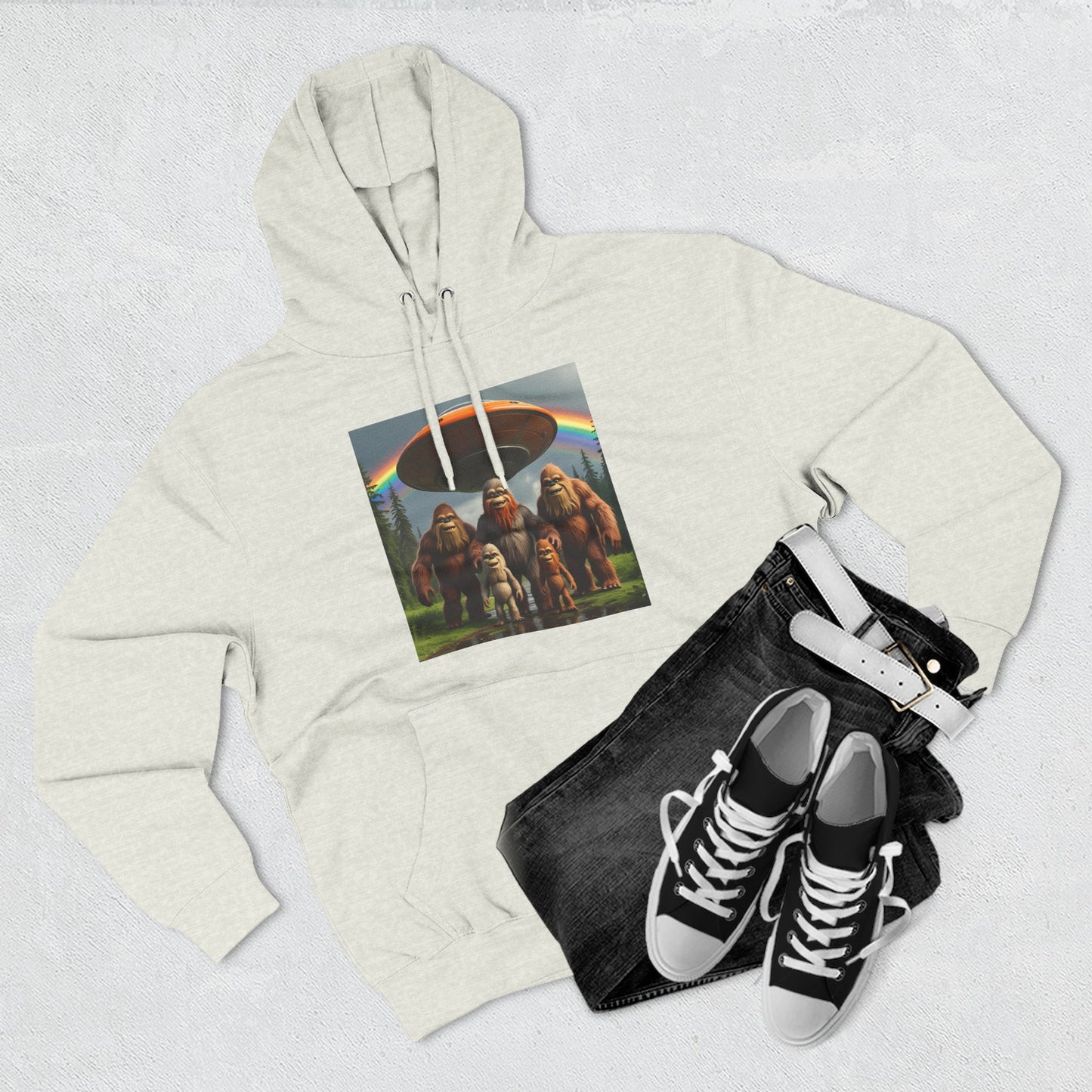 Sasquatch Family with spaceship