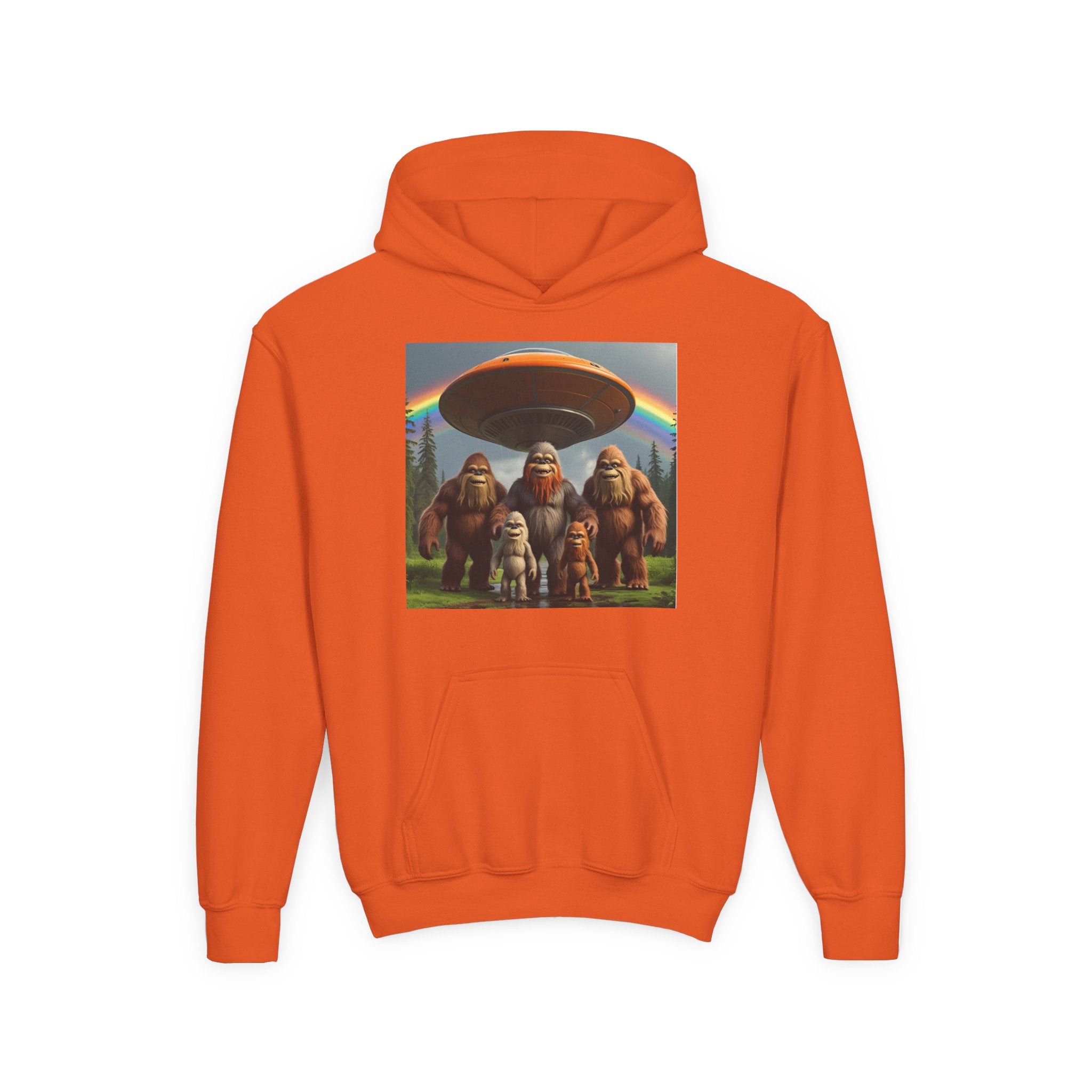 Youth Hoodie with Fun Bigfoot Design, Casual Sweatshirt for Kids, Perfect for Camp, Holidays, or Everyday Wear