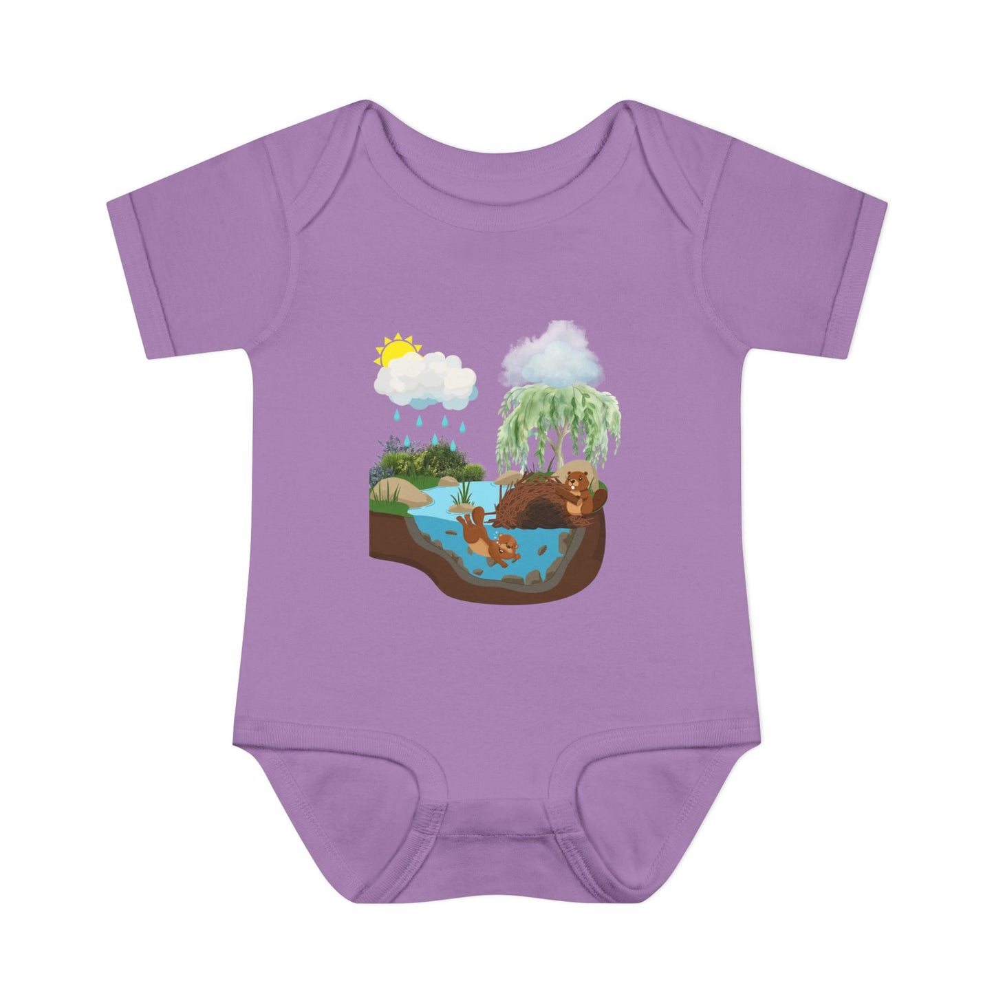 Woodland Pond Baby Bodysuit — Otter & Nature Infant Onesie